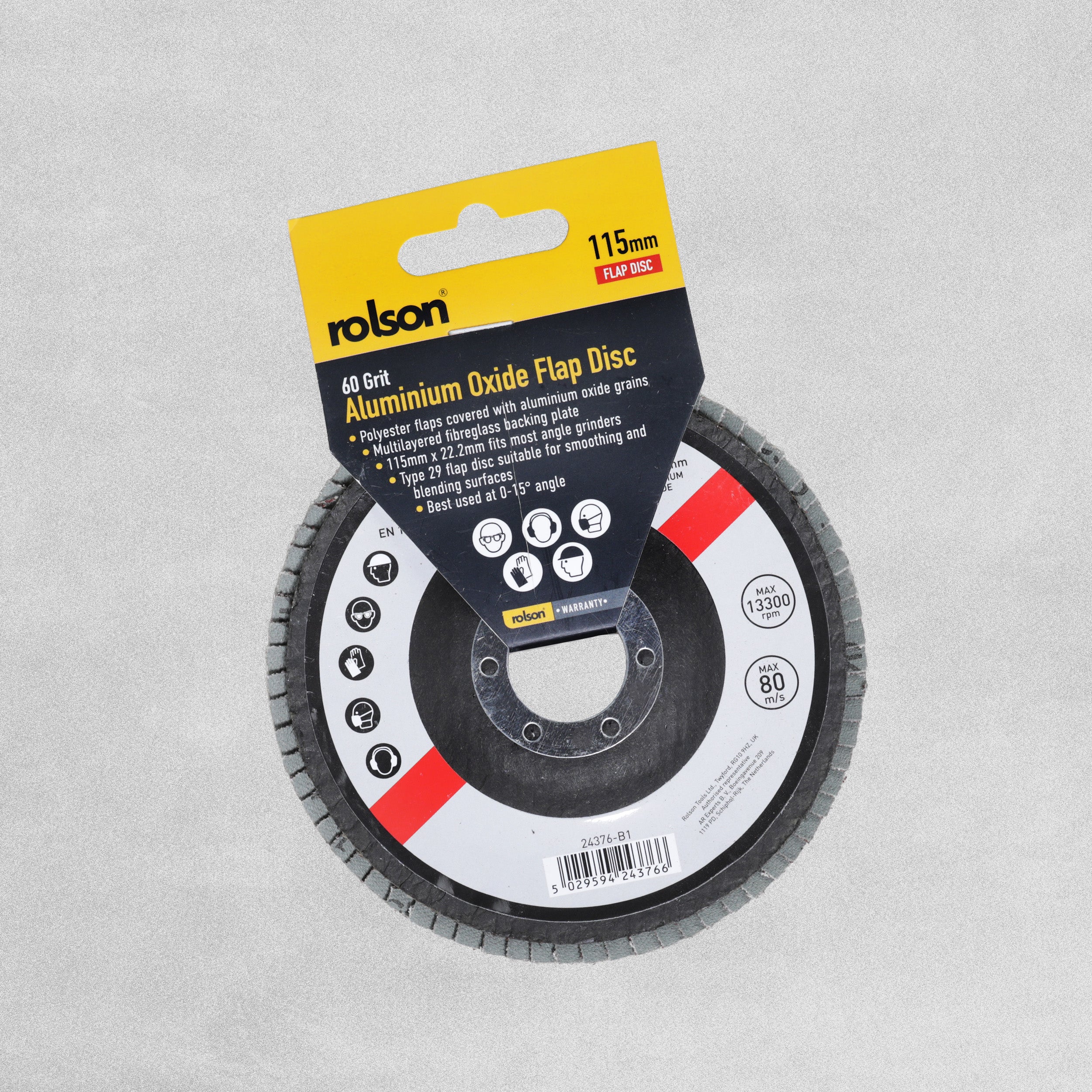 Rolson Cutting Aluminium Oxide Flap Disc  115 x 1 x 22.2mm - Various Grit