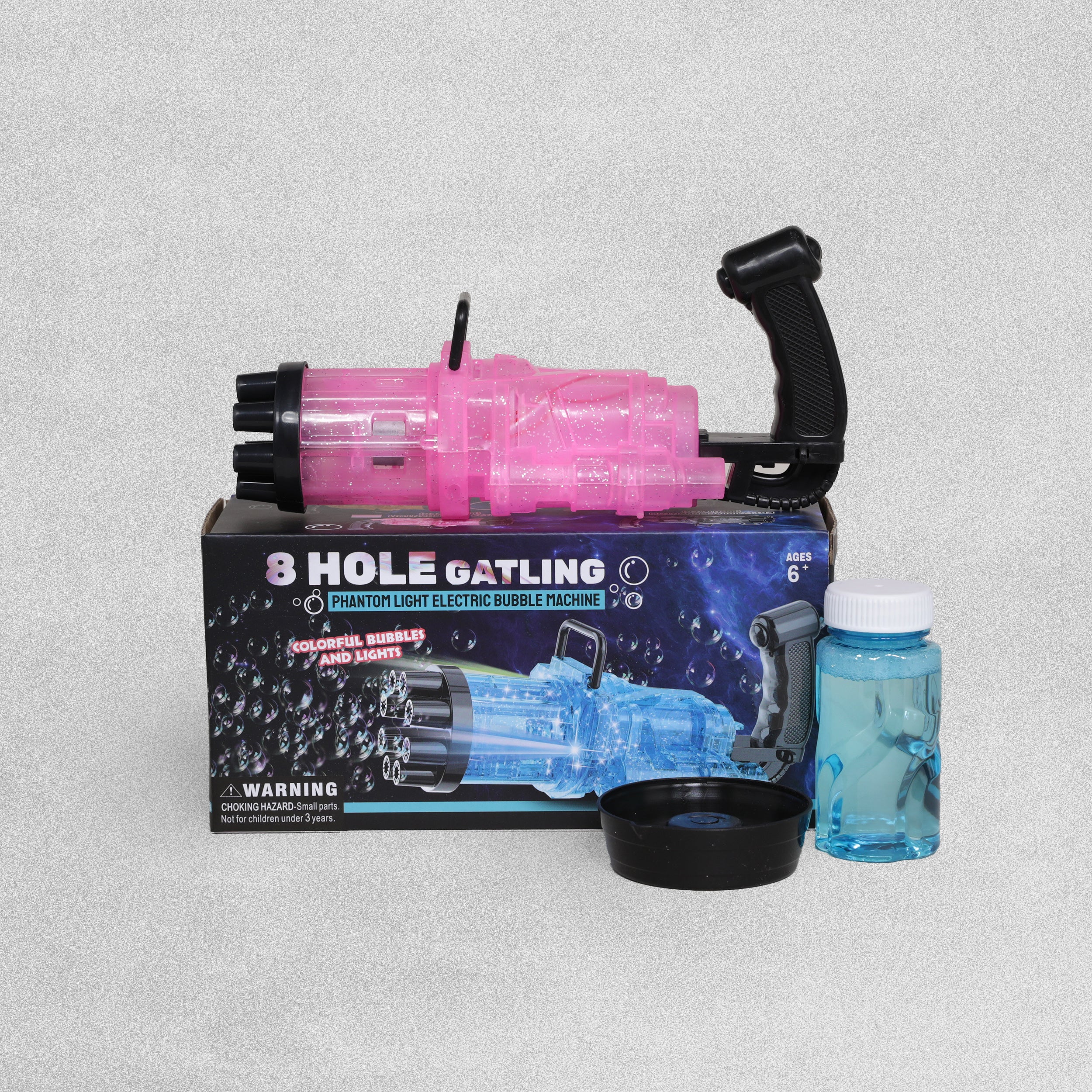 8 Hole Gatling Phantom Light Electric Bubble Machine - Various Colours Available