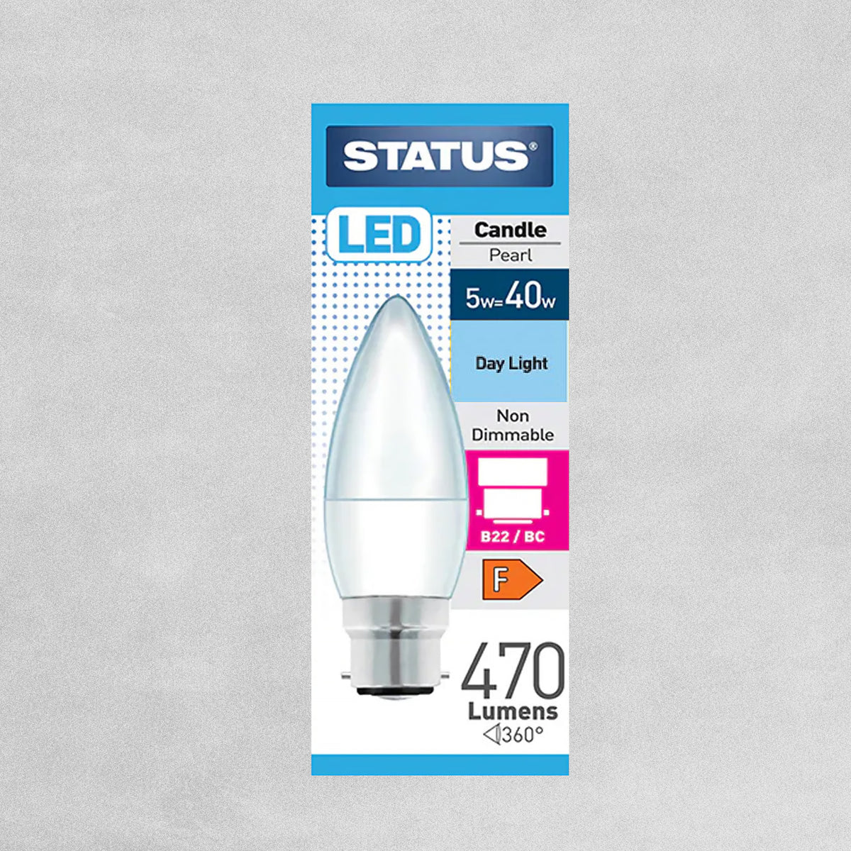 Status Classic Candle Pearl B22 5w=40w Light Bulb - Daylight