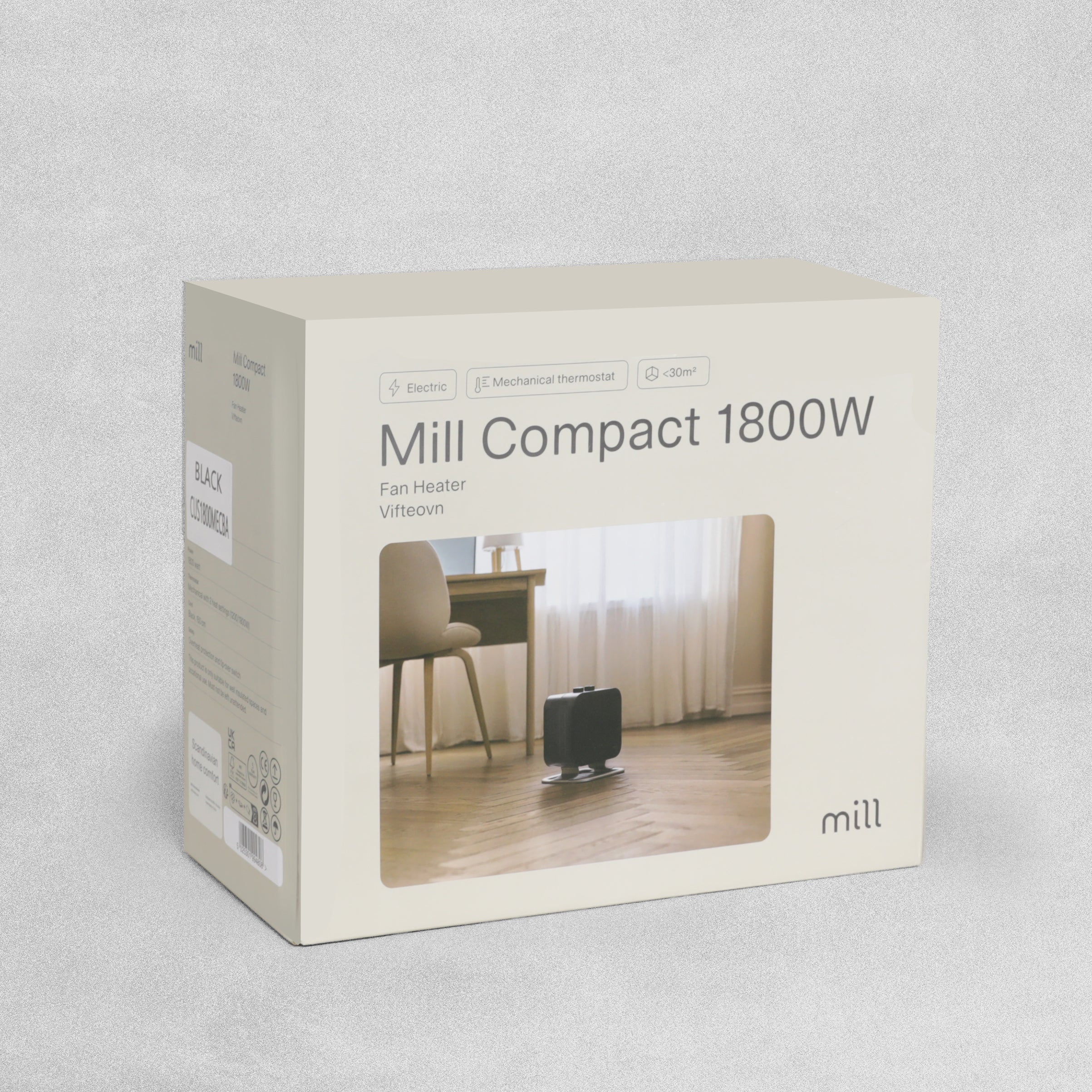 Mill Compact Electric Fan Heater Radiator - Various Colours Available