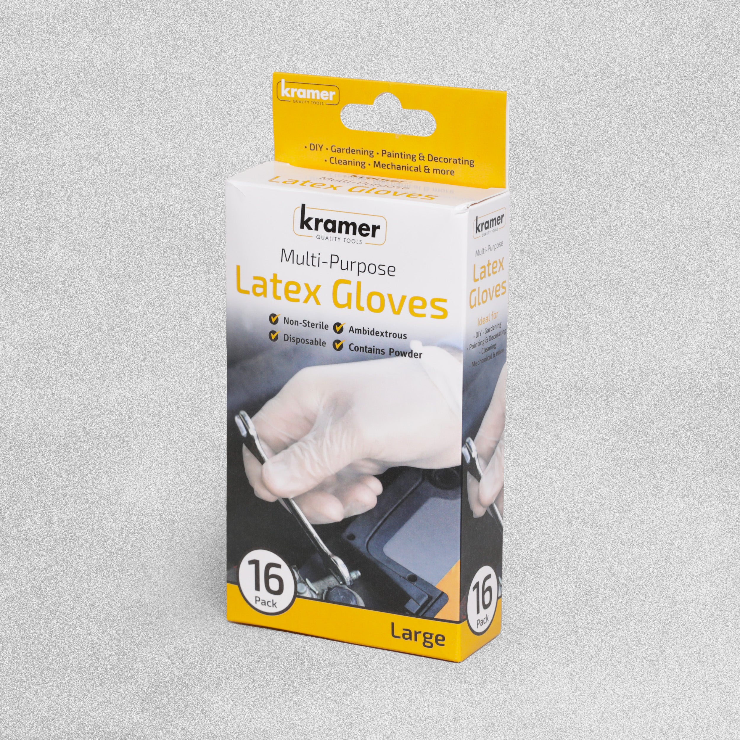 Kramer Multi Purpose Latex Gloves -Large - Pack of 16