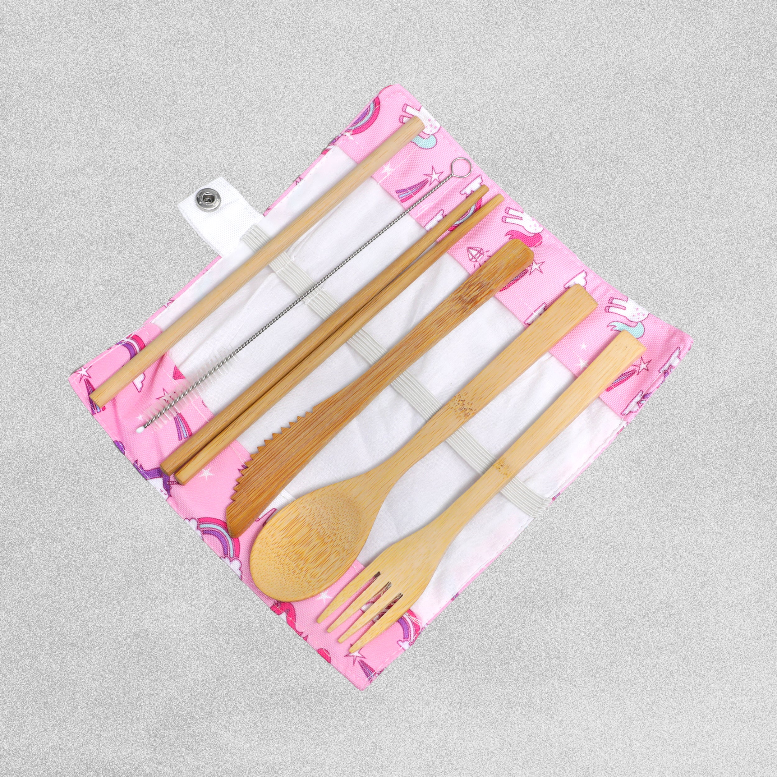 Bambootique Biodegradable Bamboo Cutlery Set with Canvas Wrap