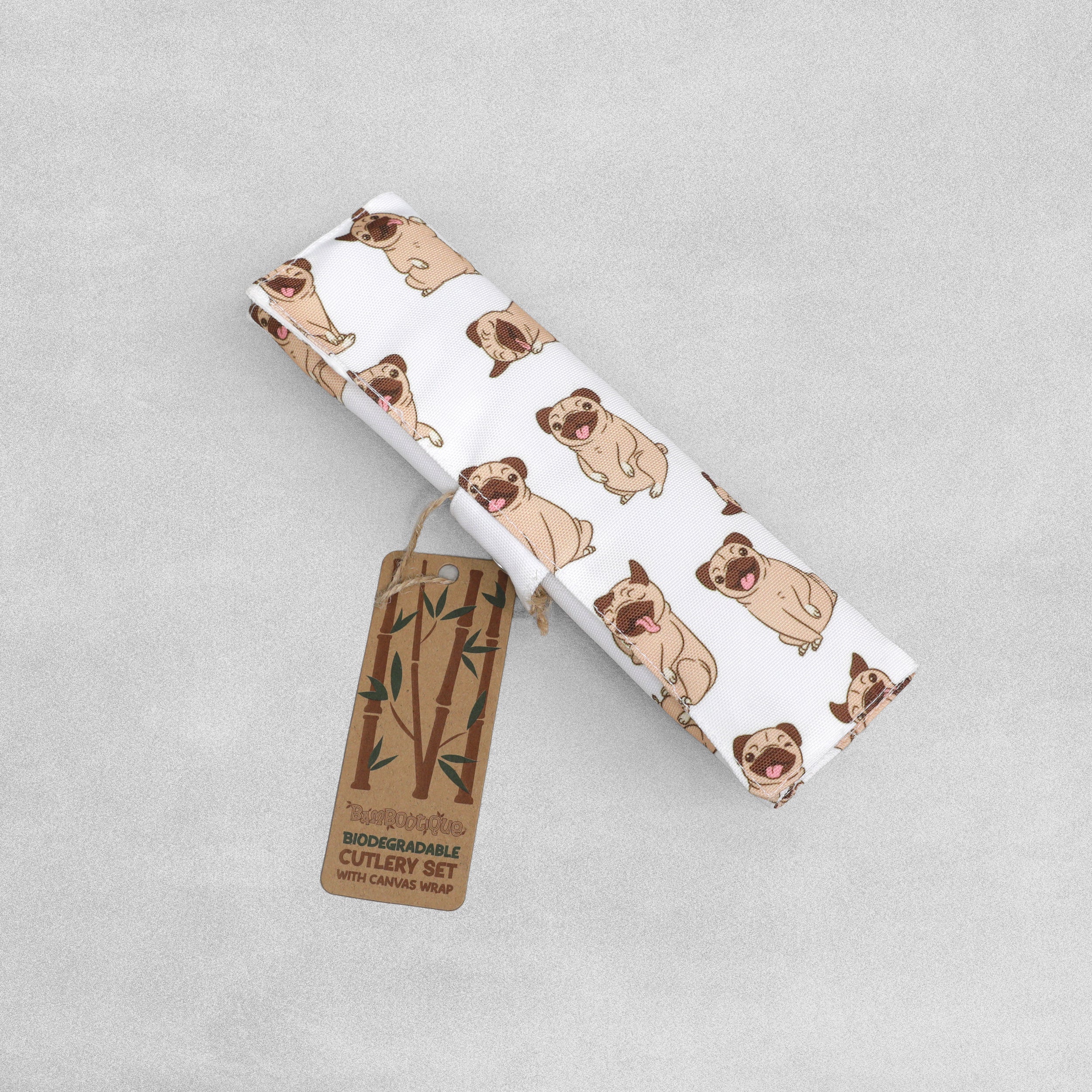 Bambootique Biodegradable Bamboo Cutlery Set with Canvas Wrap