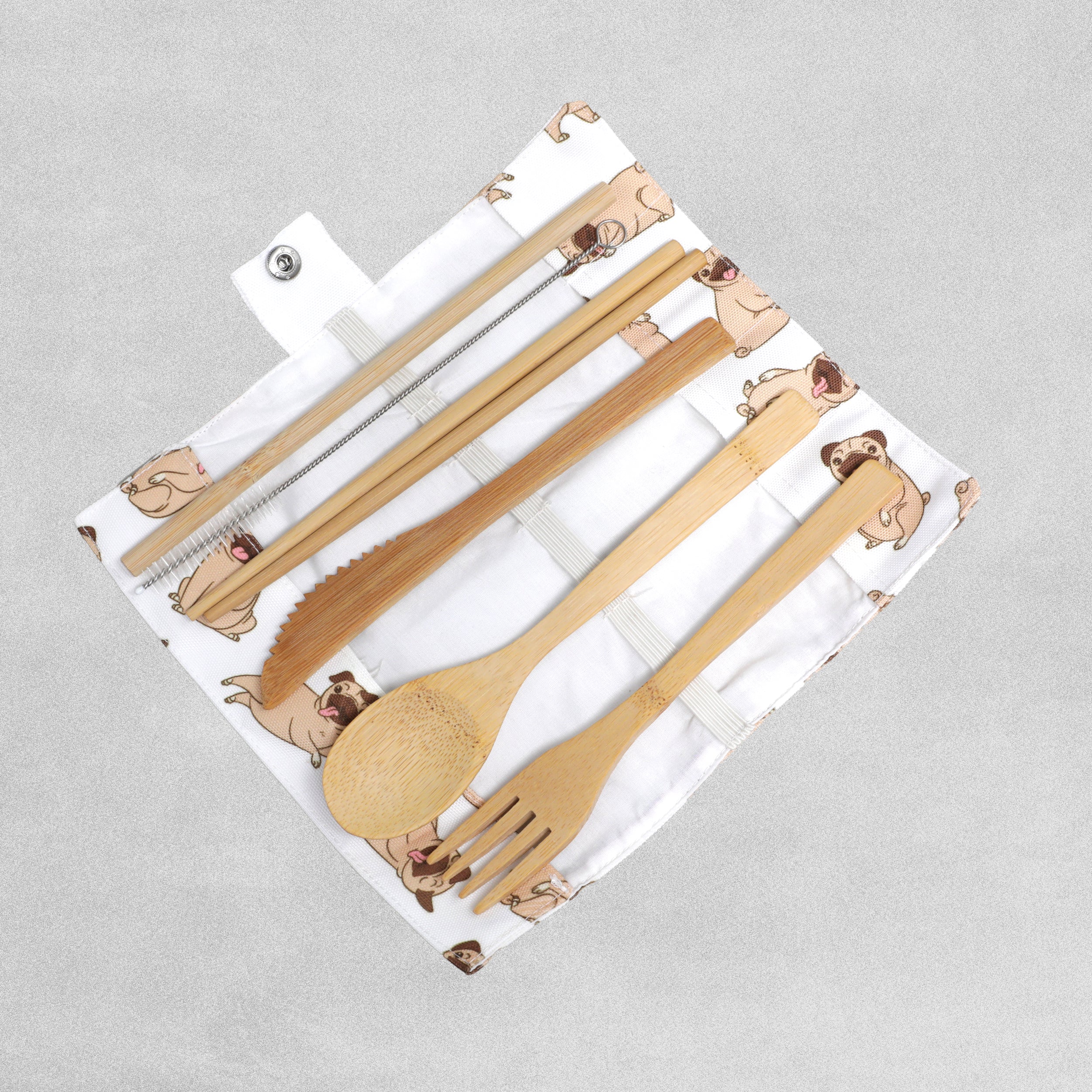 Bambootique Biodegradable Bamboo Cutlery Set with Canvas Wrap
