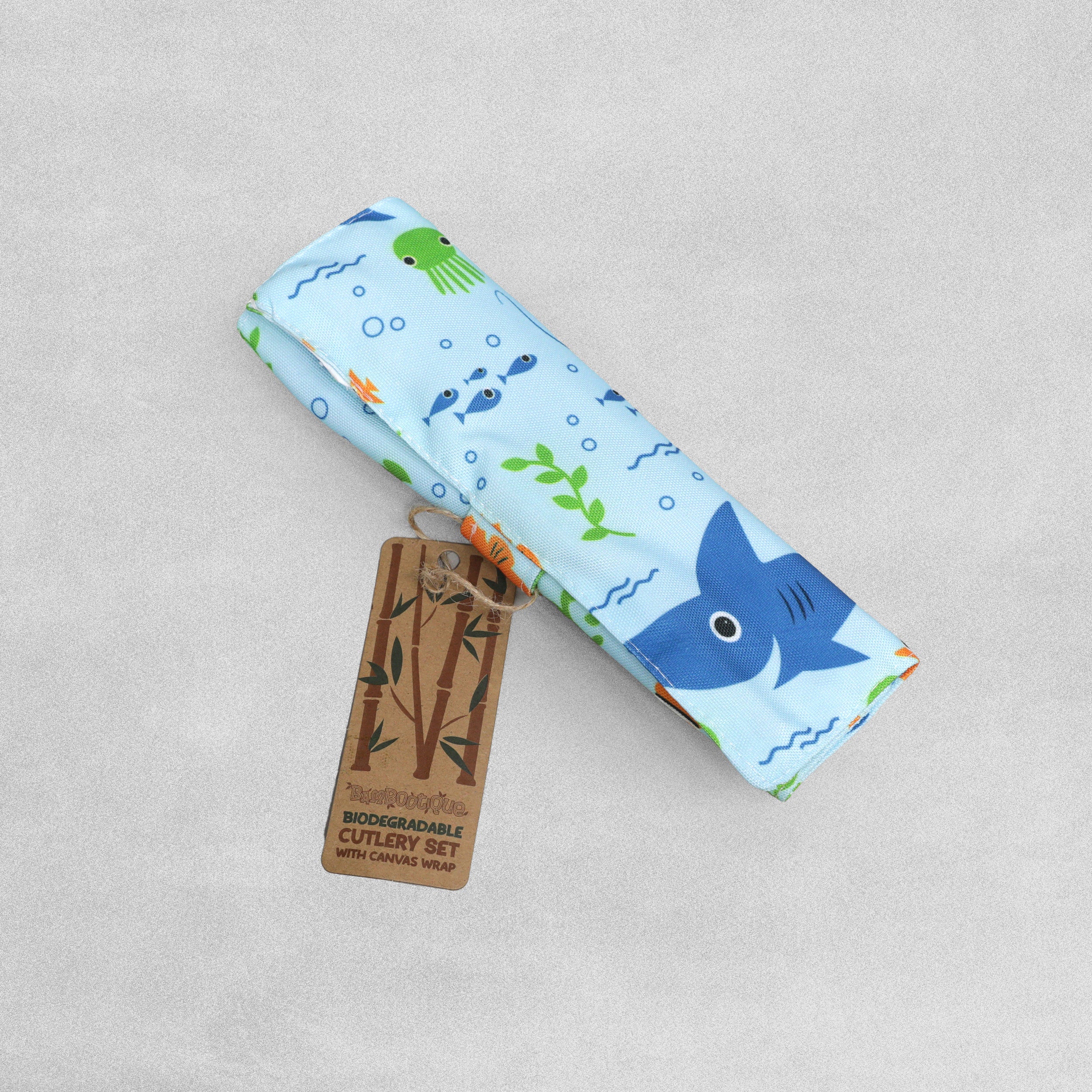 Bambootique Biodegradable Bamboo Cutlery Set with Canvas Wrap