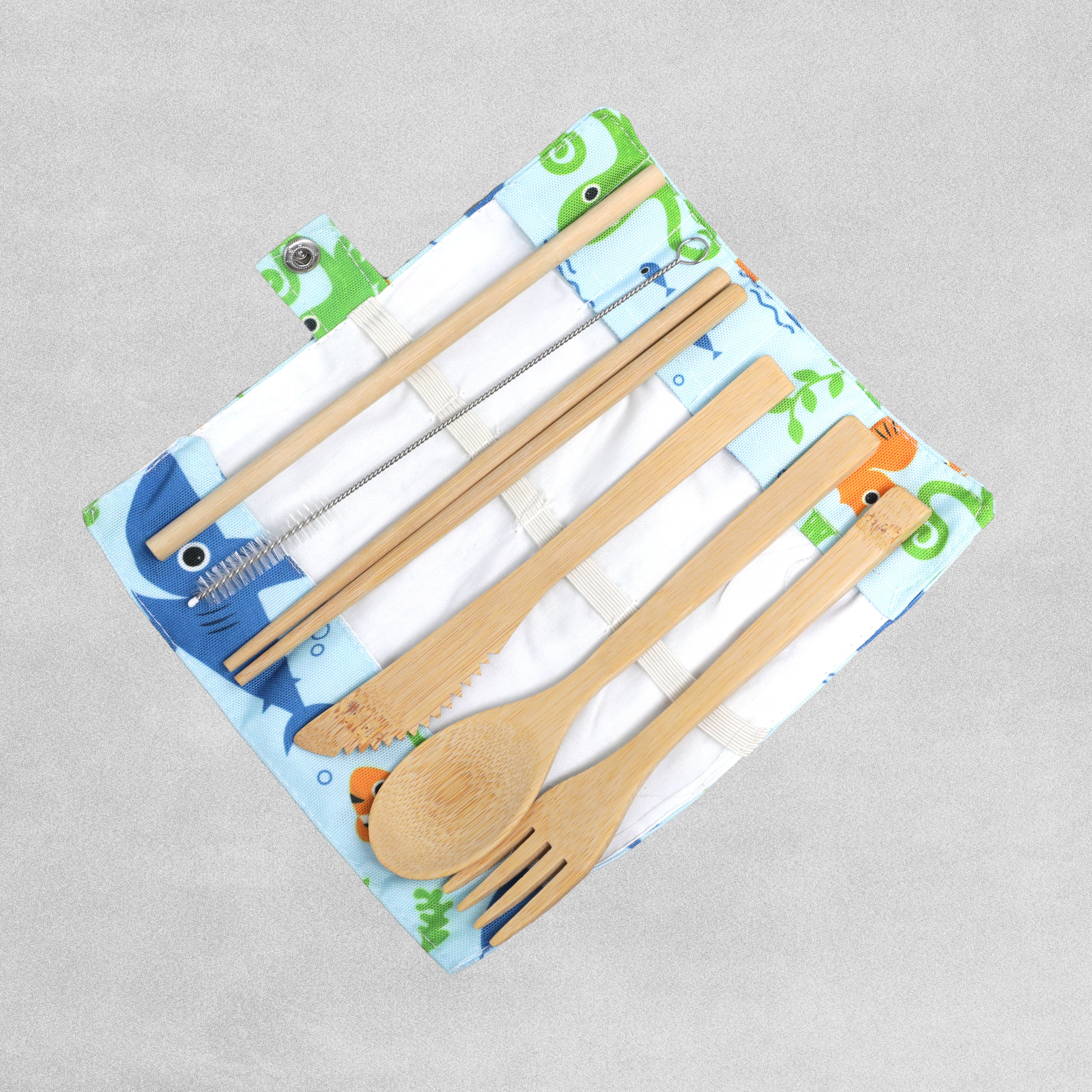 Bambootique Biodegradable Bamboo Cutlery Set with Canvas Wrap