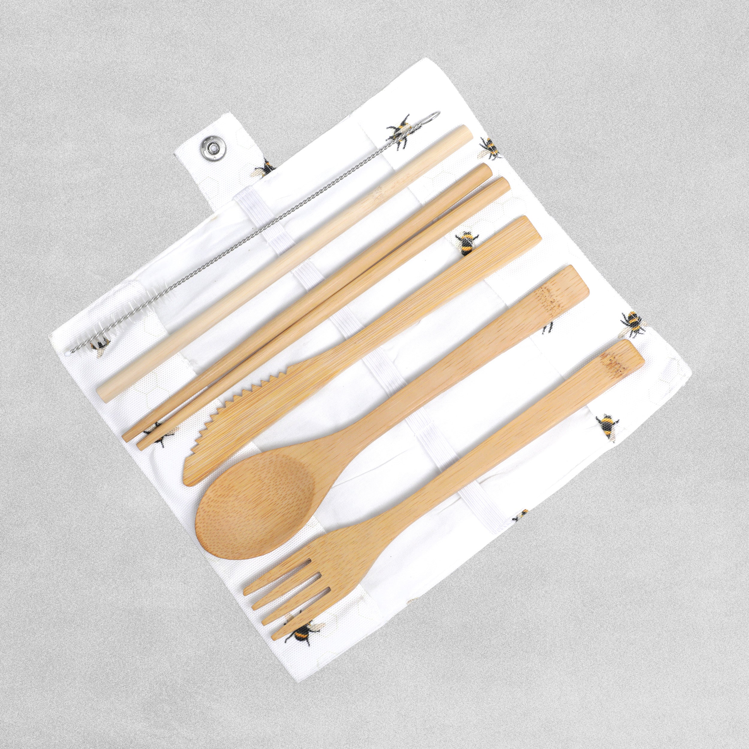 Bambootique Biodegradable Bamboo Cutlery Set with Canvas Wrap