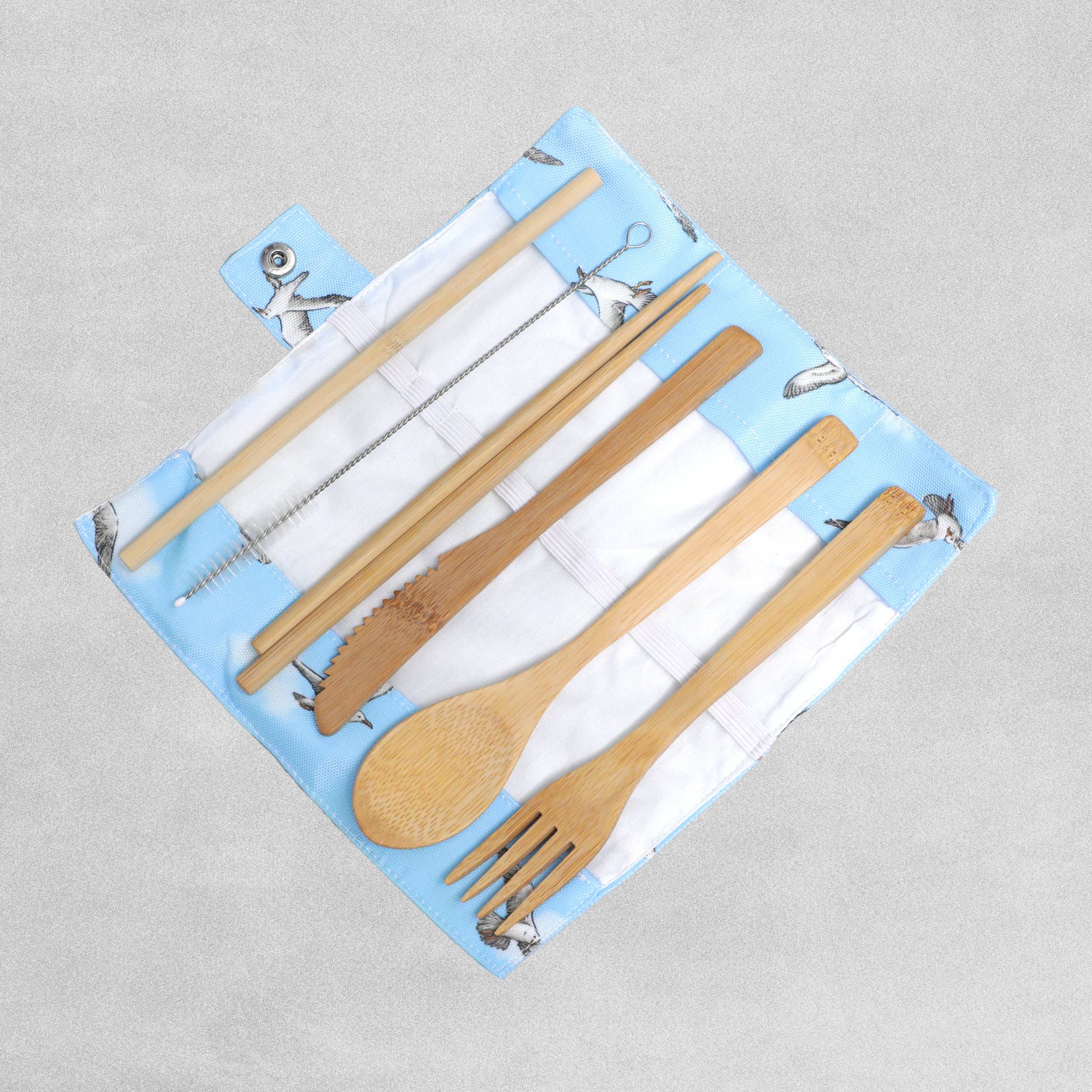 Bambootique Biodegradable Bamboo Cutlery Set with Canvas Wrap
