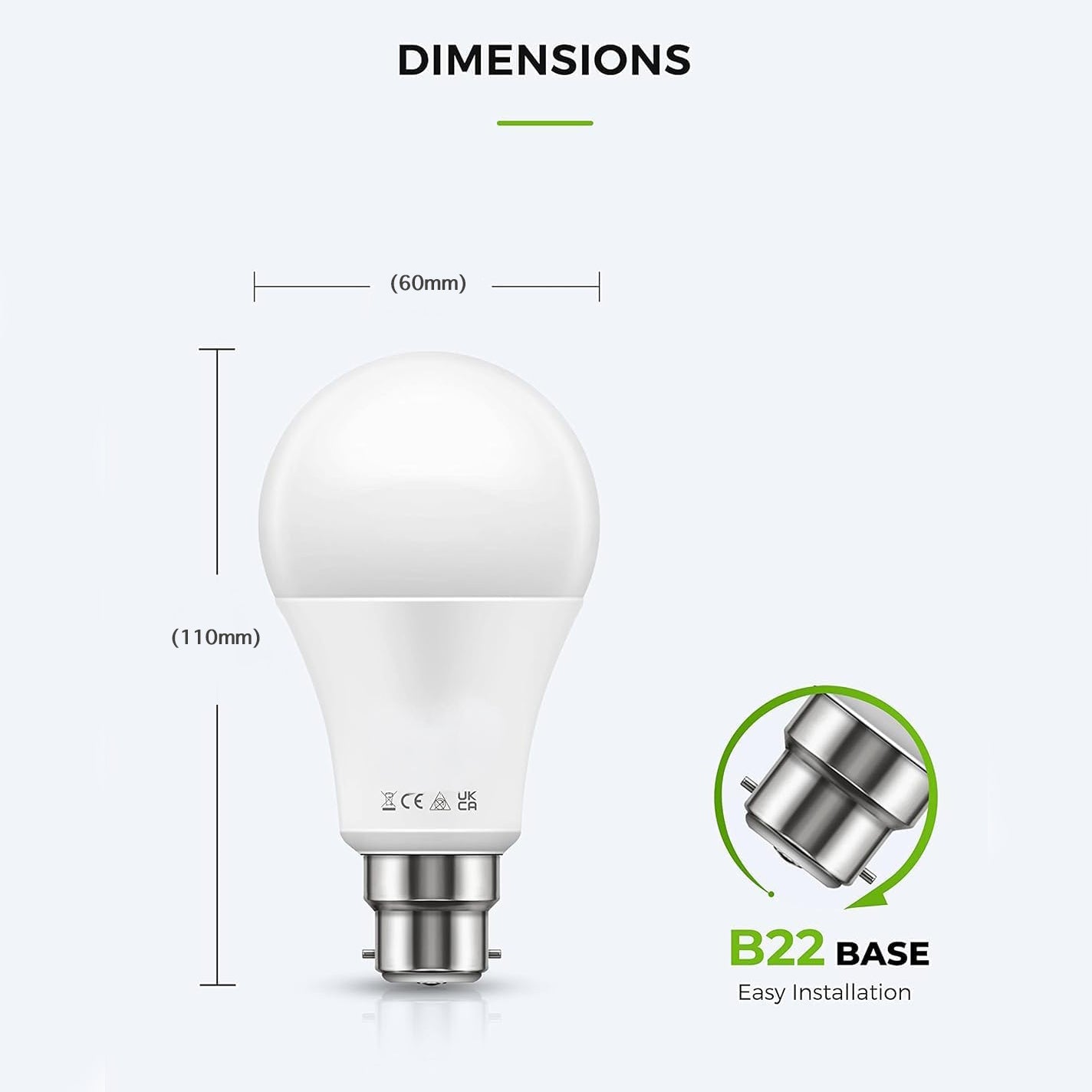 Extrastar B22 LED Light Bulbs 8w 640 Lumen 6500K Cold Light