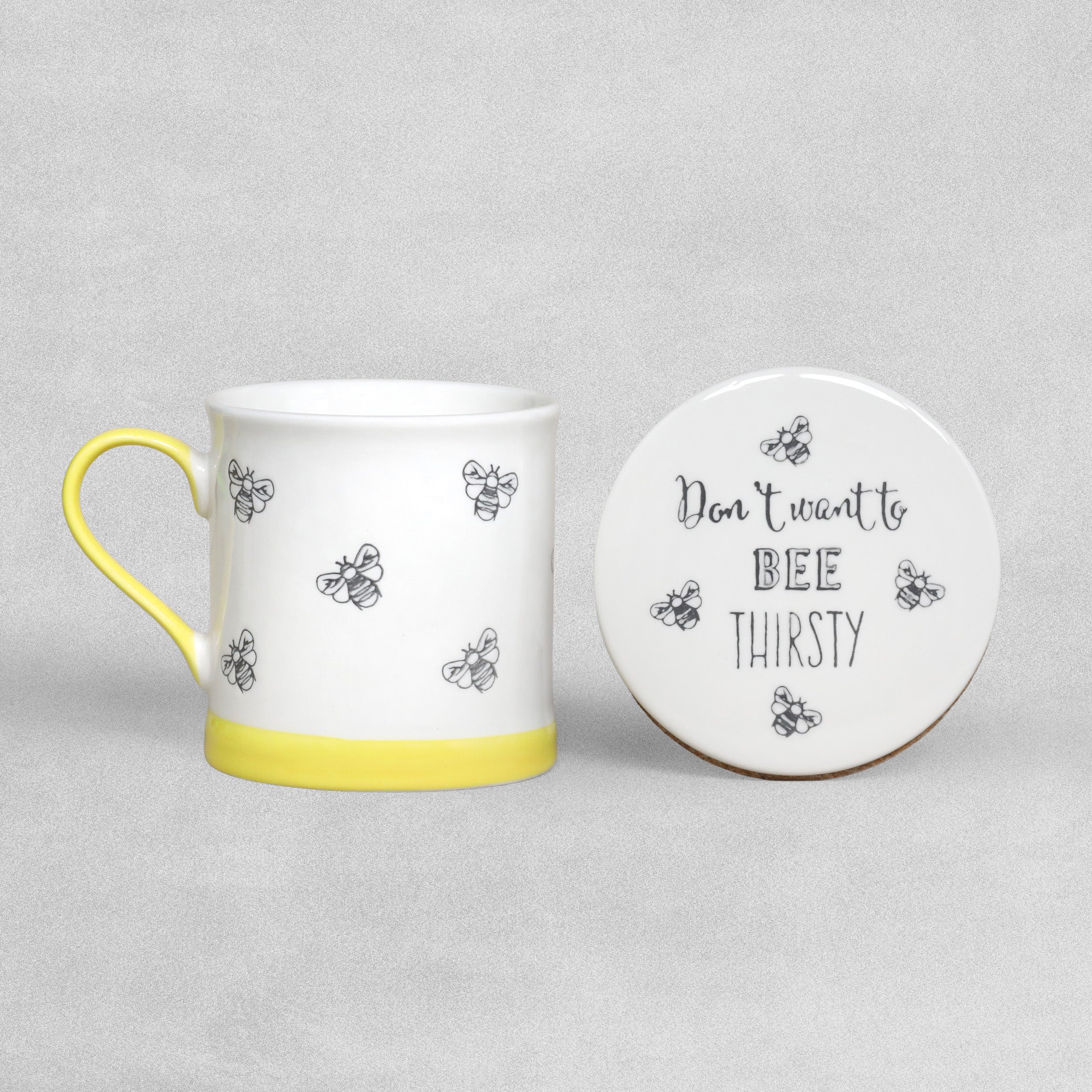 Bee Happy Bee Mug & Ceramic Coaster