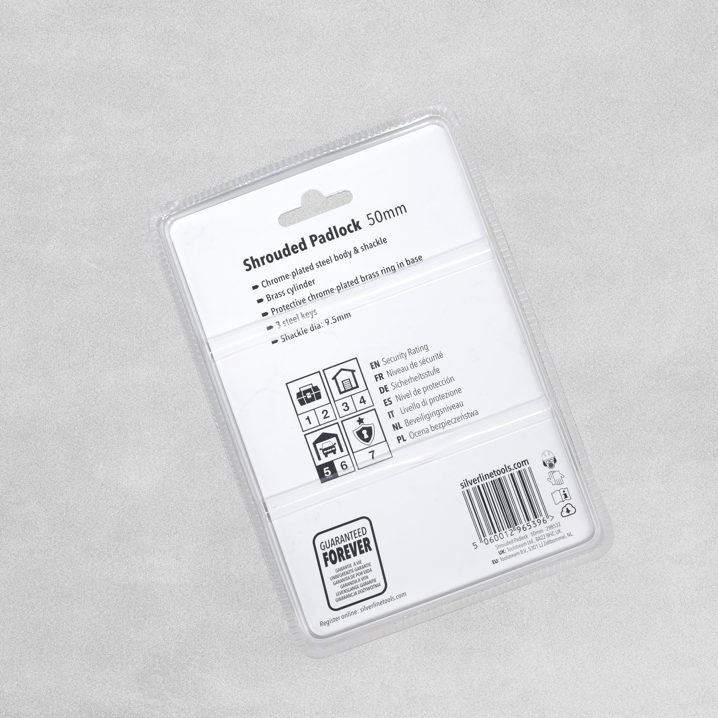 Silverline Shrouded Padlock 50mm - 3 Keys