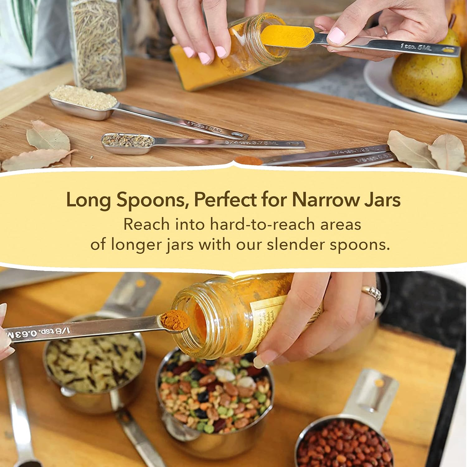 Simply Gourmet Stainless Steel Measuring Cups  & Spoons -15 Piece Set.