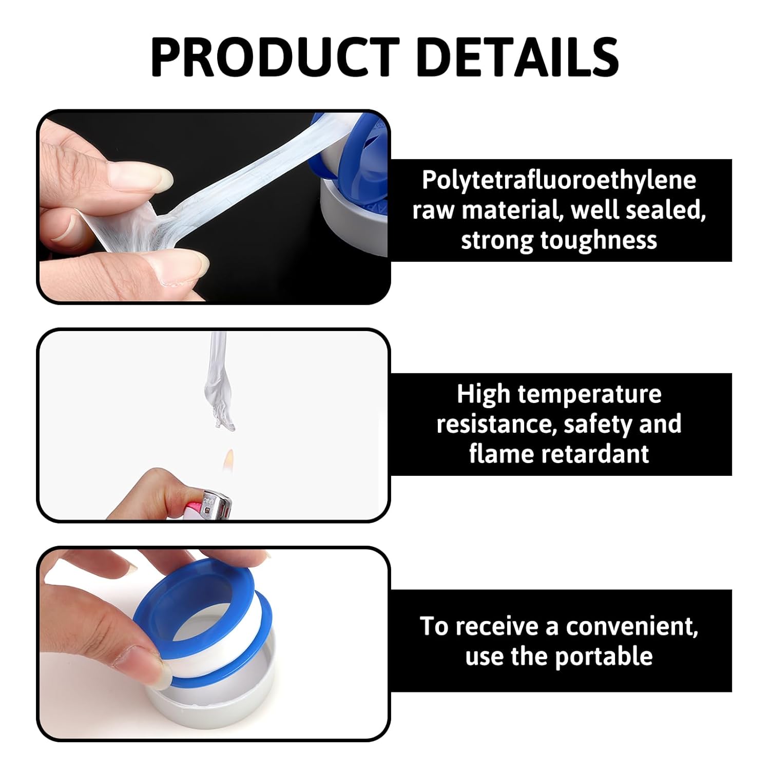 PTFE Adhesive Tape - Pack of 3 x 10m