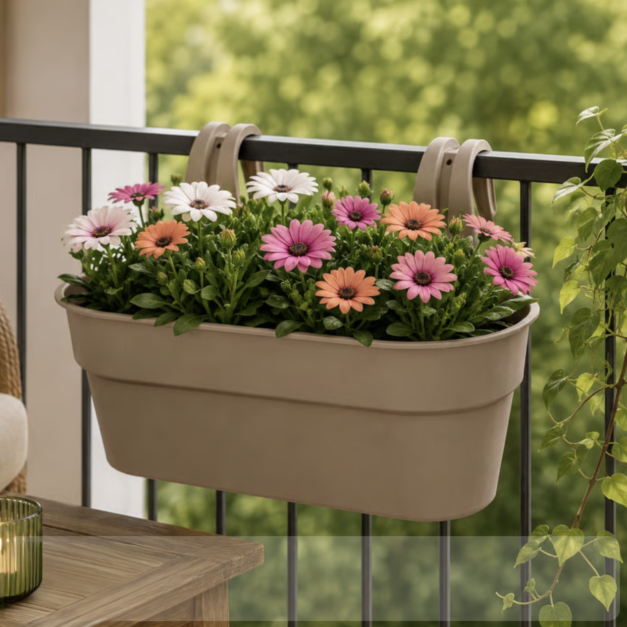 Naterial 35cm Taupe Balcony Hanging Pot