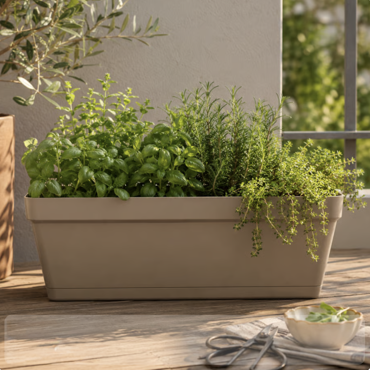 Naterial polypropylene balcony planter x W.49 x H.16.5 cm-Taupe