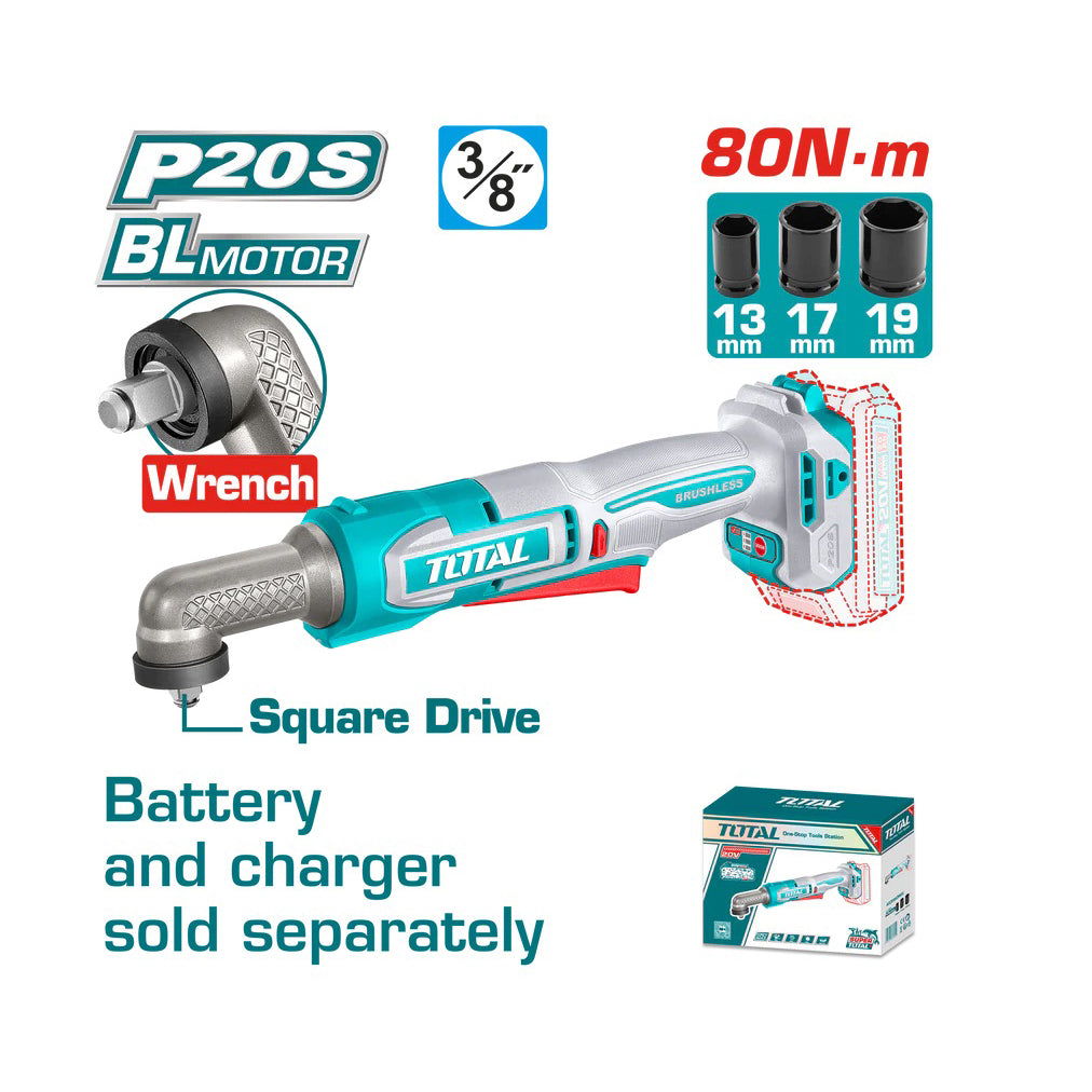 Total Li-Ion 20V Cordless Angle Impact Wrench (Battery Not Included) - TAIWLI2081