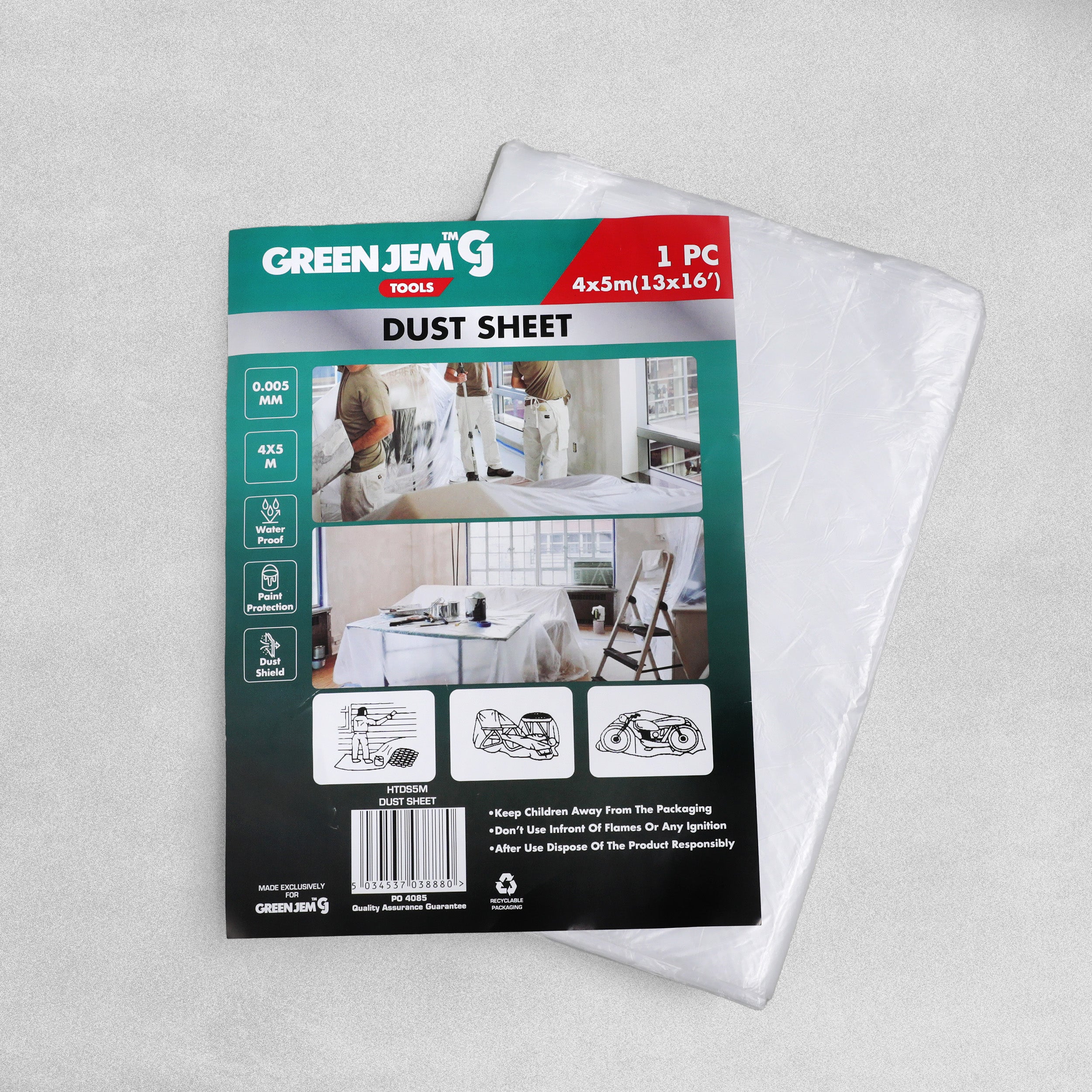 Green Jem Dust Sheet - 4m x 5m
