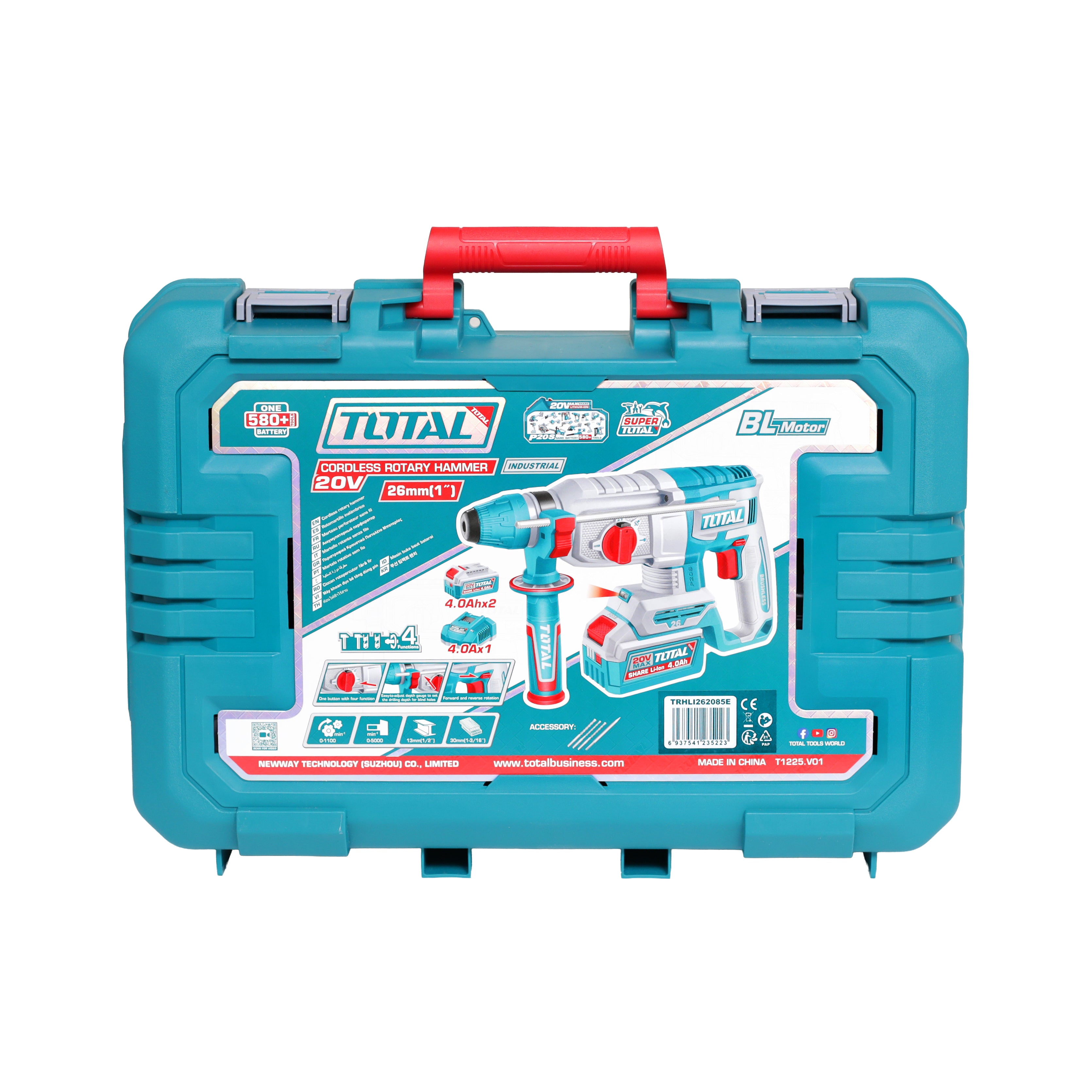Total Li-Ion 20V Rotary Hammer (with 2 Batteries & Charger) - TRHLI262085E