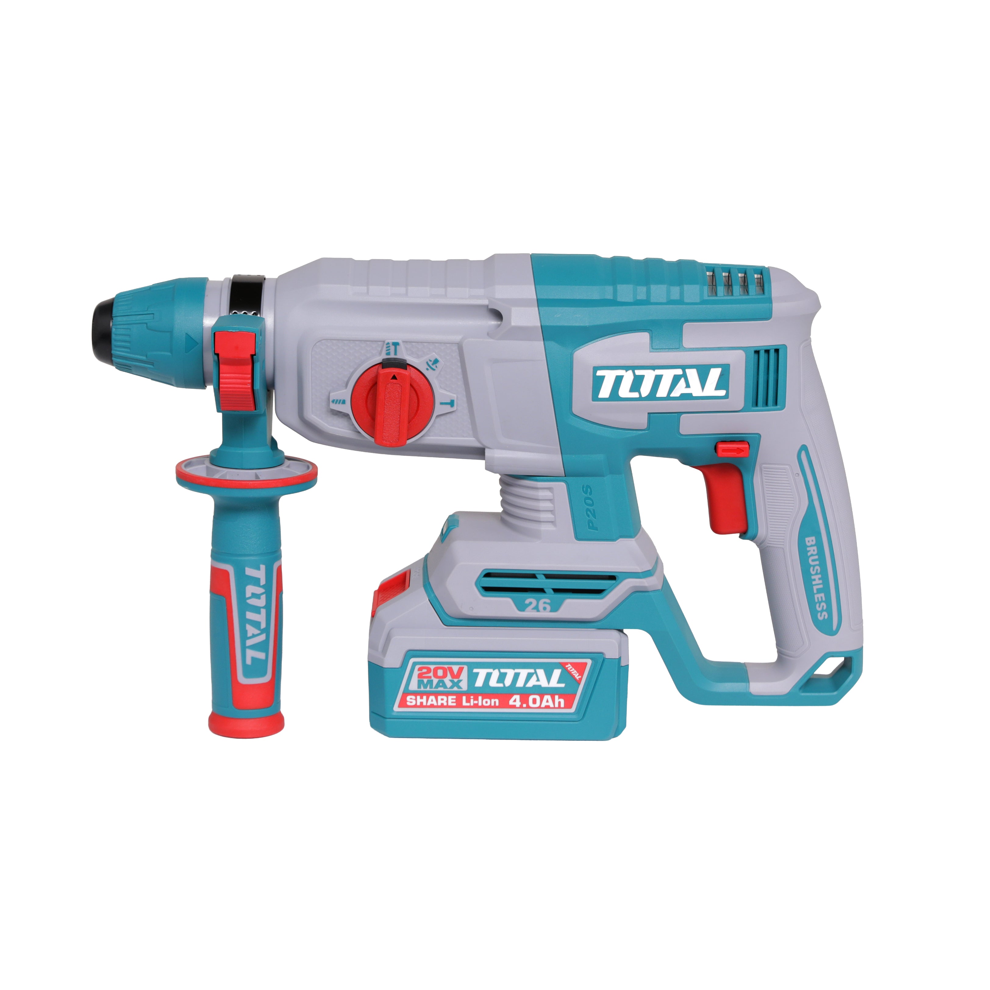 Total Li-Ion 20V Rotary Hammer (with 2 Batteries & Charger) - TRHLI262085E