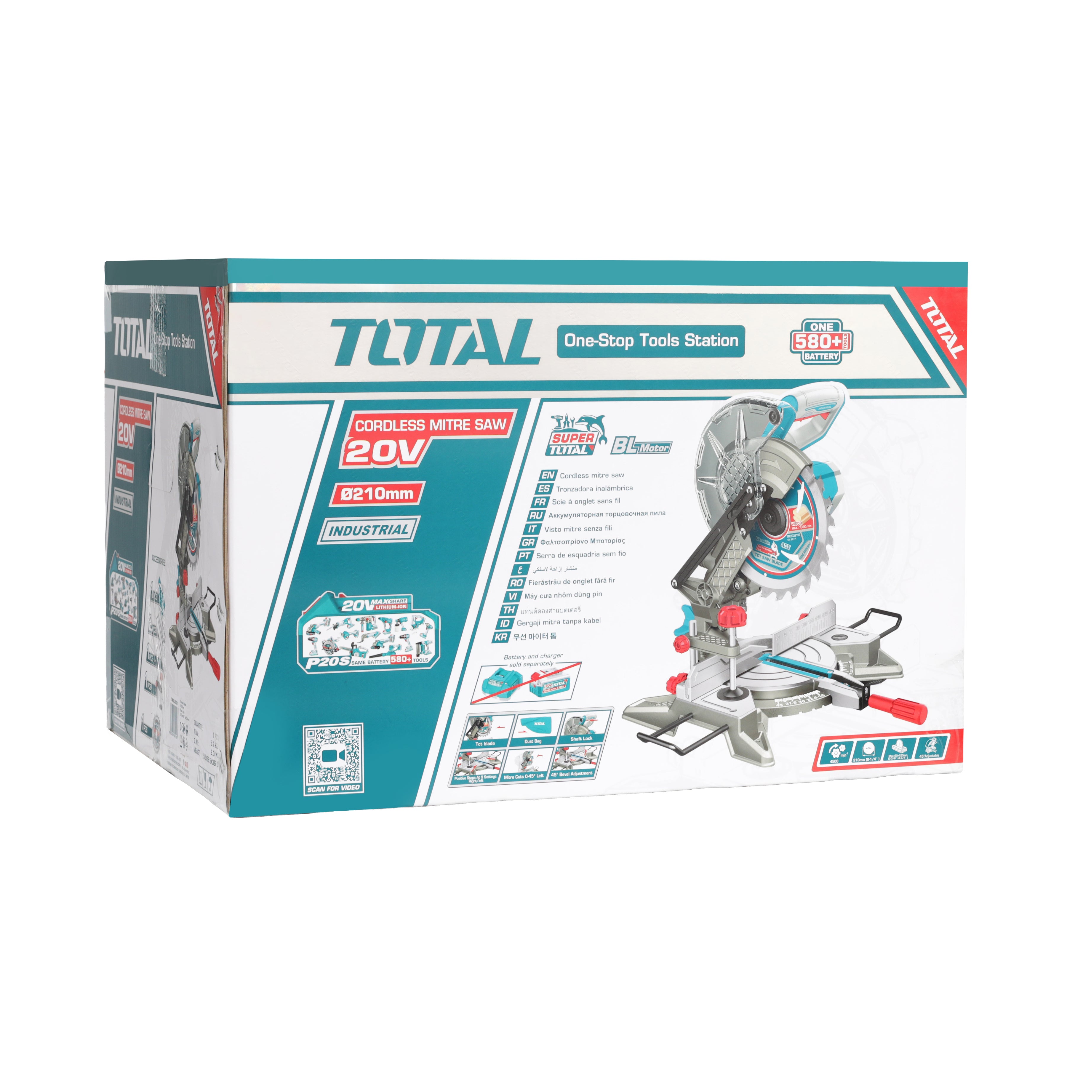 Total Tools Li-Ion 20V Cordless Mitre Saw - 210mm - (battery not included) - TMSLI2021