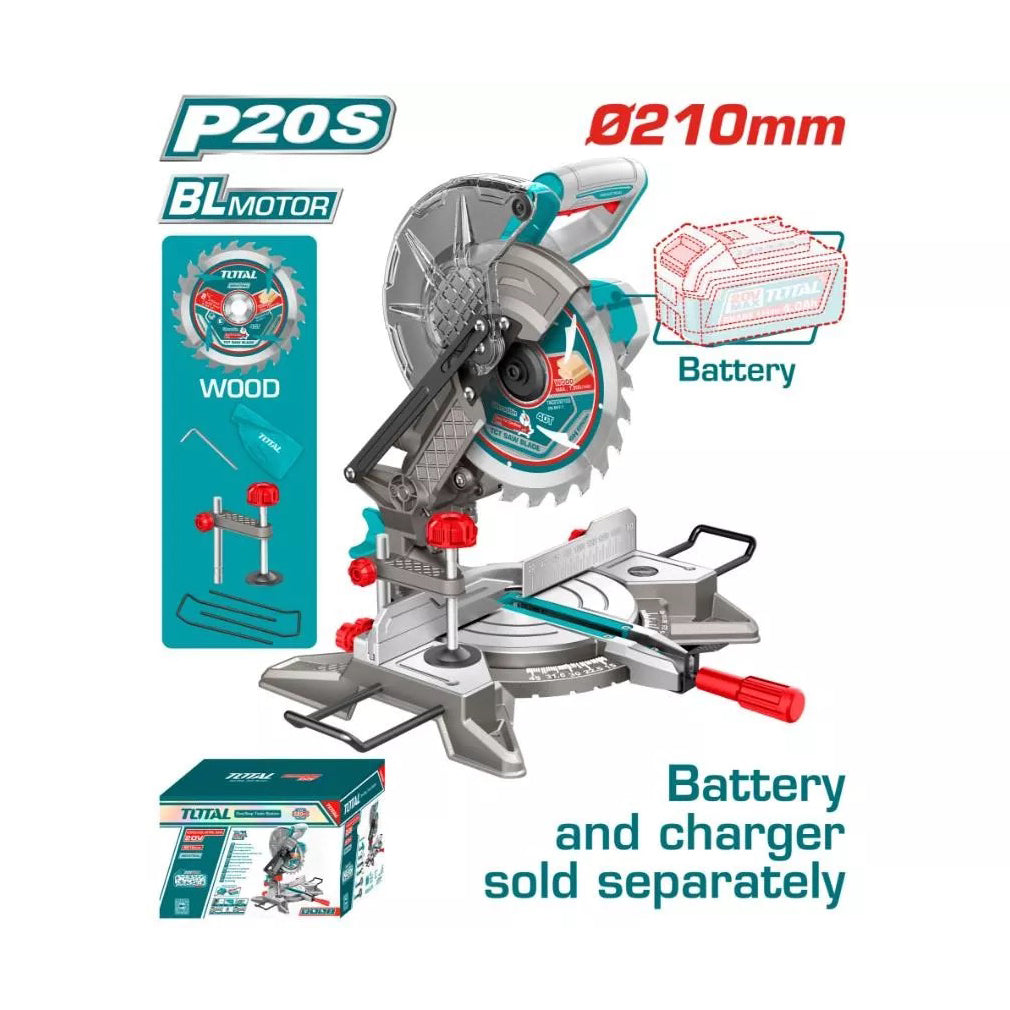 Total Tools Li-Ion 20V Cordless Mitre Saw - 210mm - (battery not included) - TMSLI2021