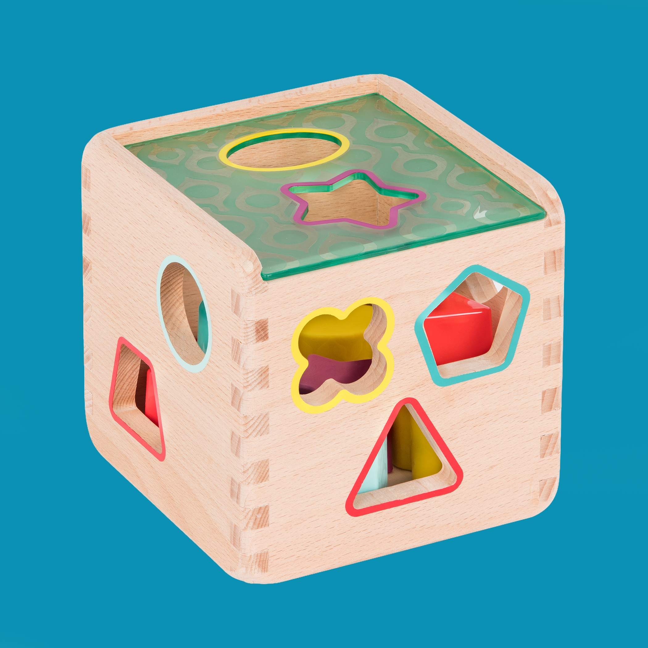 Wonder Cube– Developmental Toy– Wooden Shape Sorter Cube