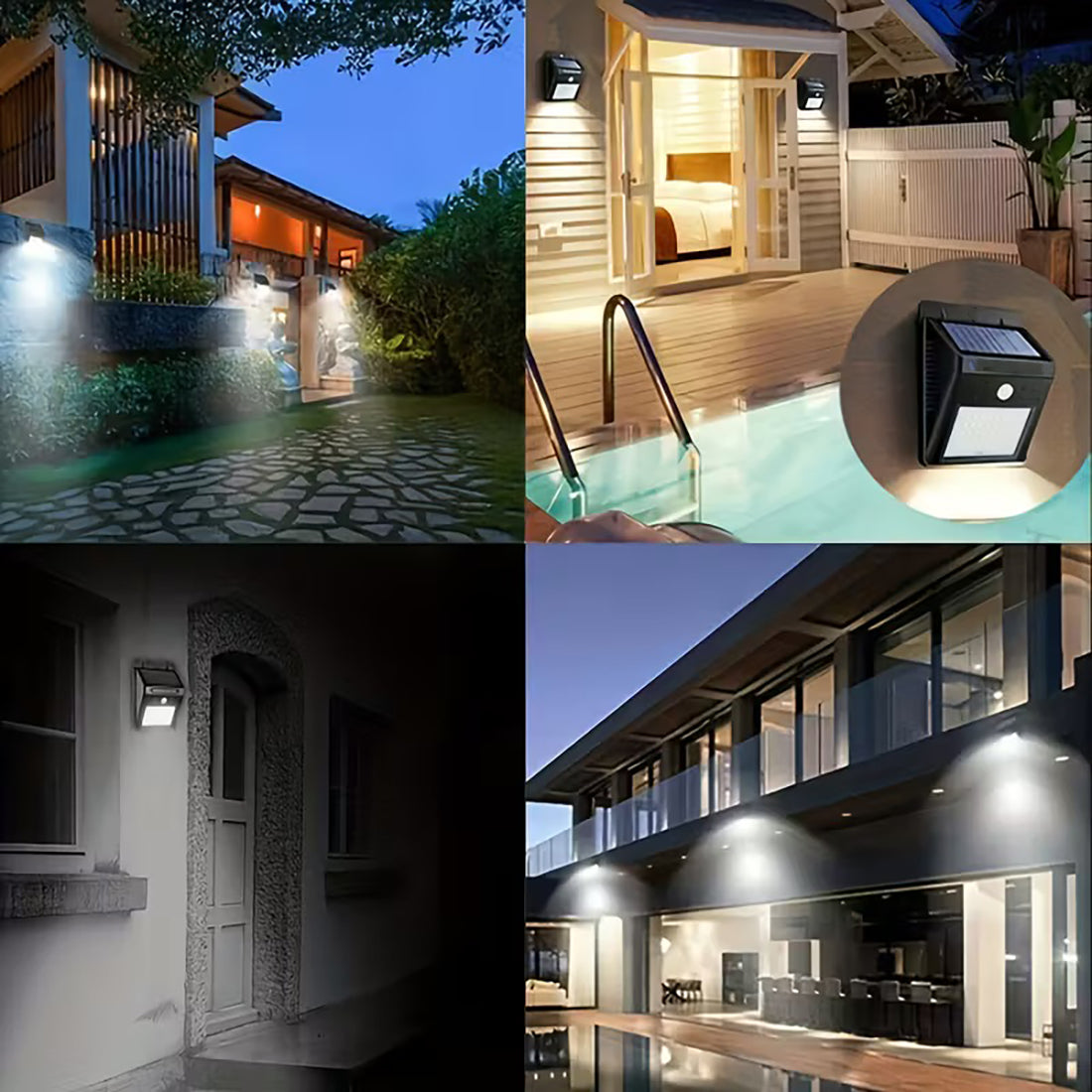 EZ Solar LED Wall Light With Motion Sensor -Black 2 pieces - Cool White