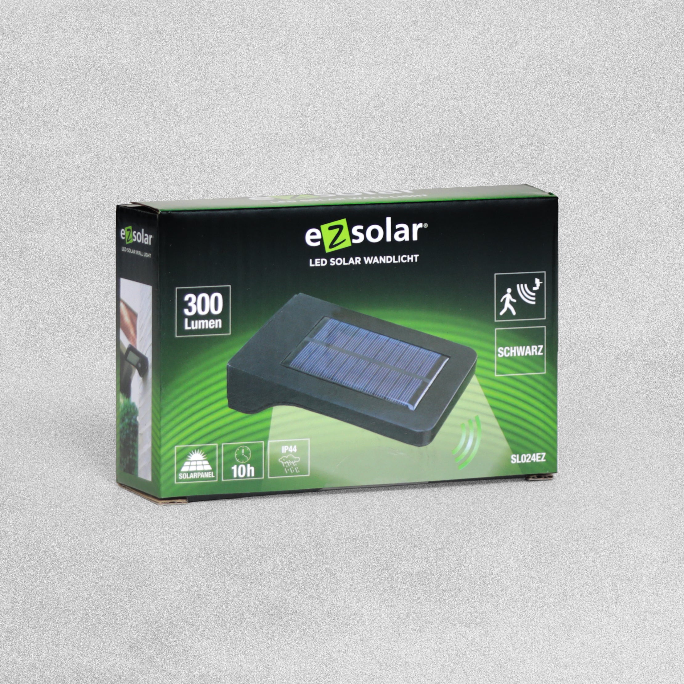 EZ Solar 300lm Black Solar Motion Sensor LED Wall Light - Cool White