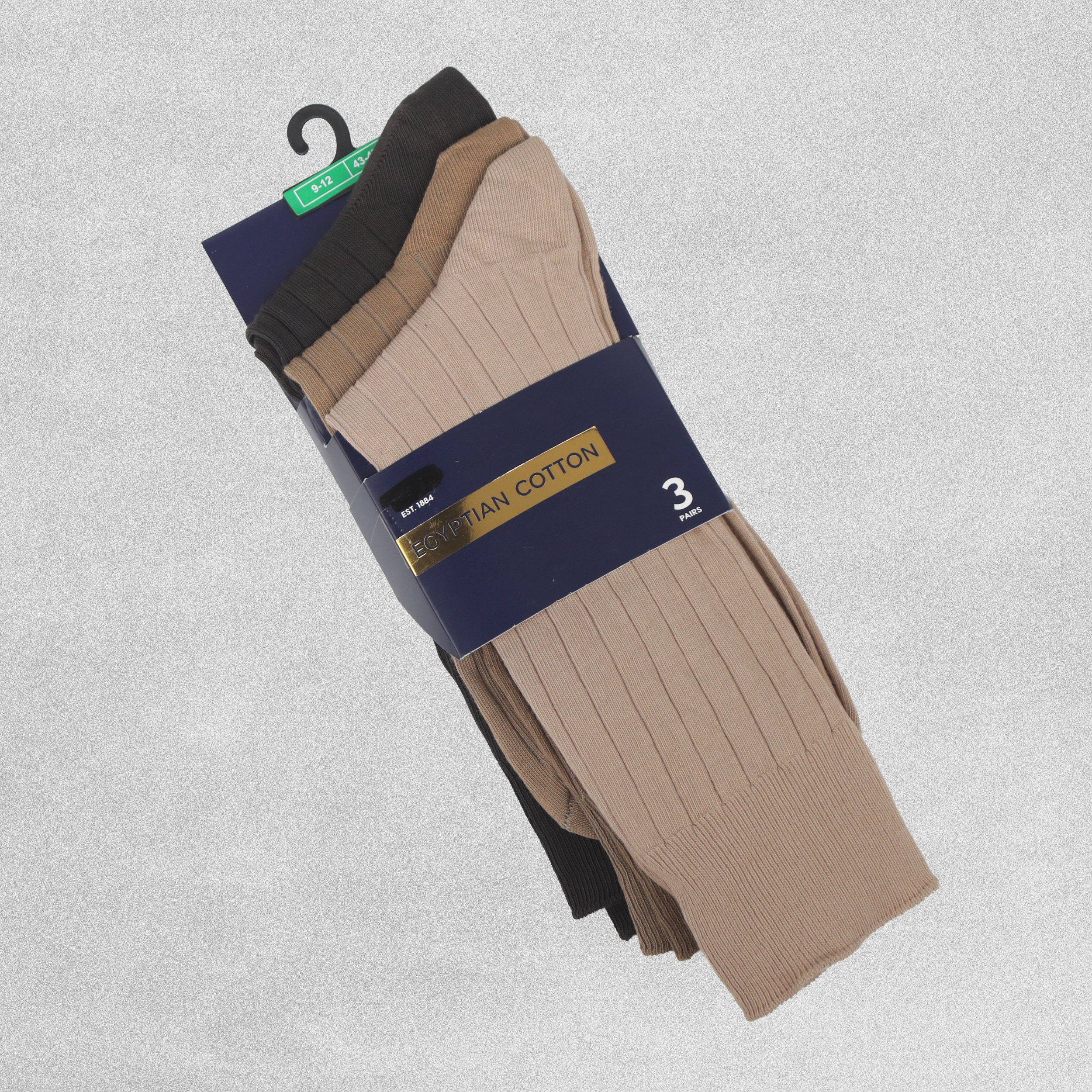 Mens Egypt Cotton Socks - Size 9-12 - Various colours (Pack of 3)