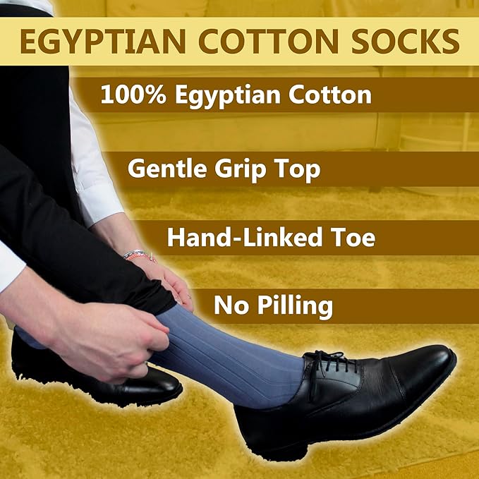 Mens Egypt Cotton Socks - Size 9-12 - Various colours (Pack of 3)