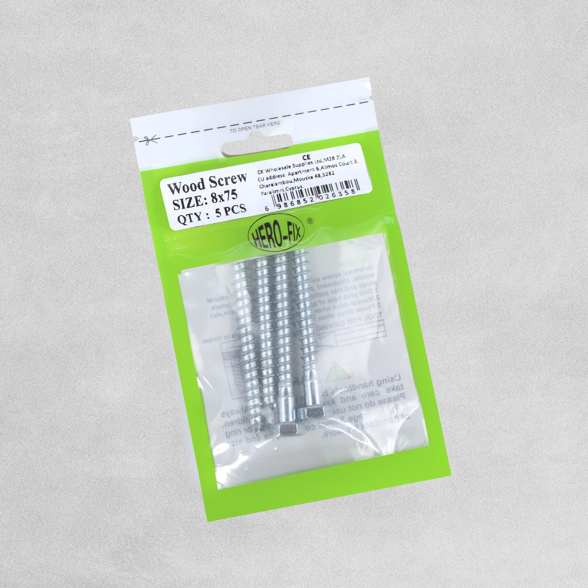 CK Wholesales Coach / Wood Screws 8 x 75 5pc