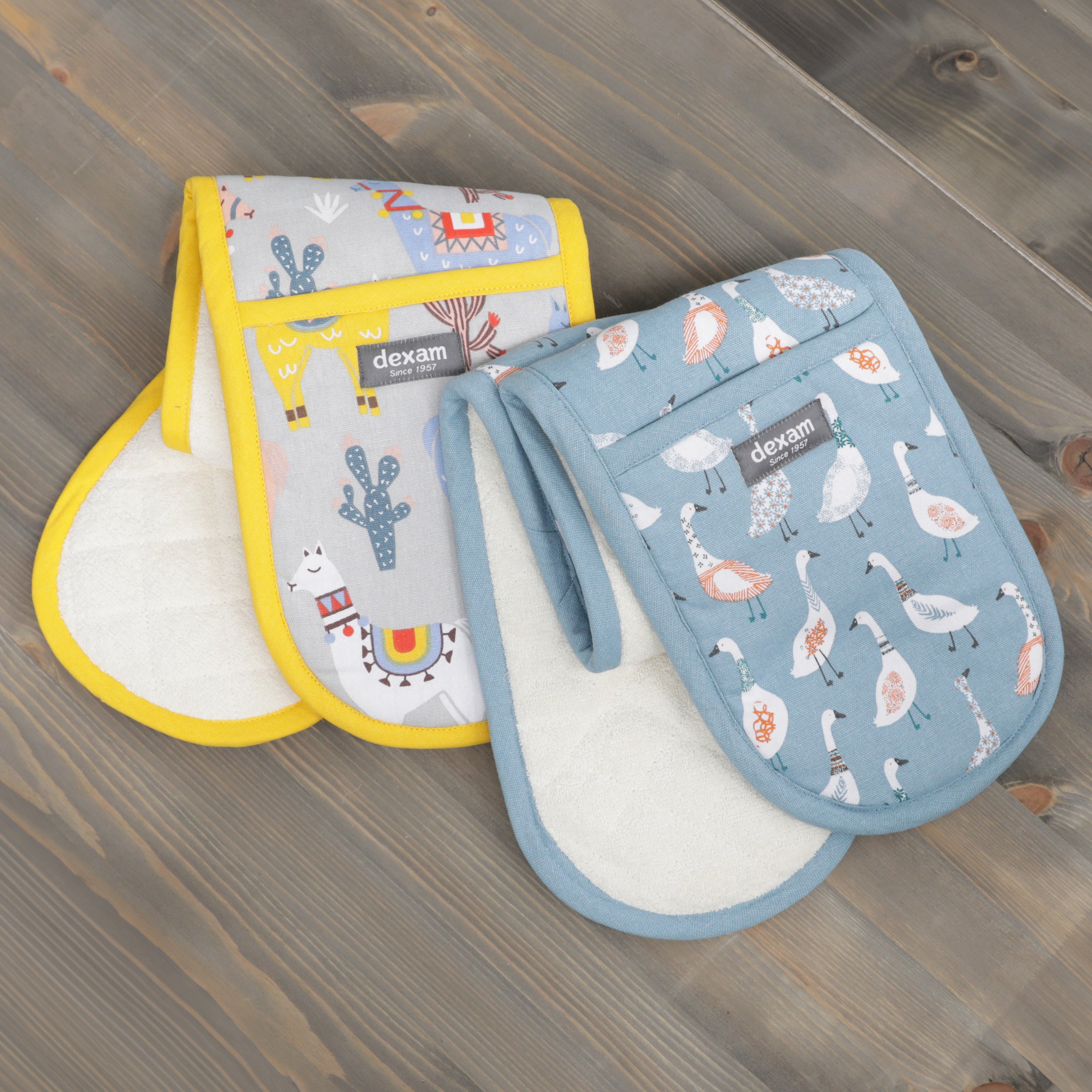 100% Cotton Double Oven Gloves - Various Designs