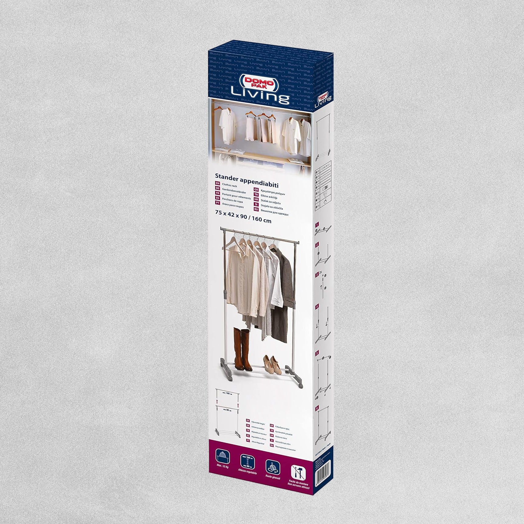 Domo Pak Living Clothes Rail Single Bar 68x75x42cm 160cm