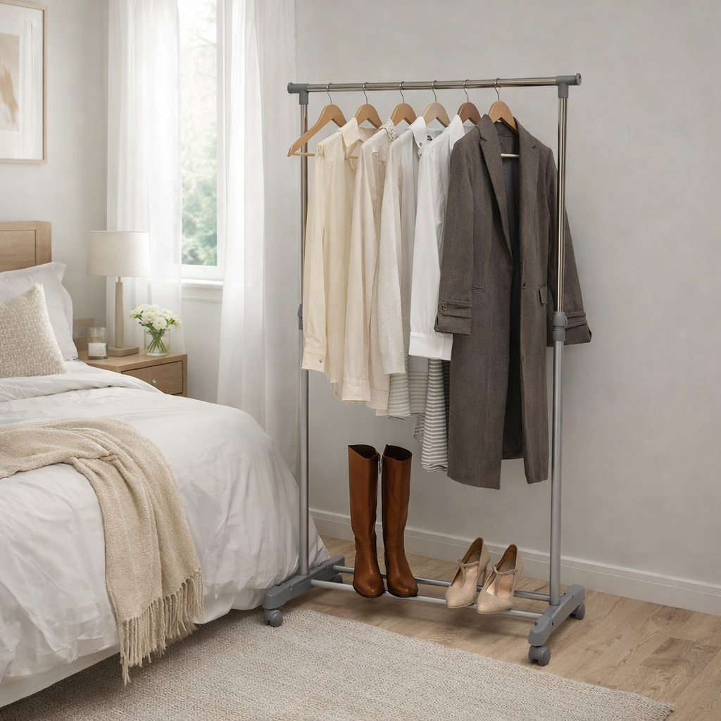 Domo Pak Living Clothes Rail Single Bar 68x75x42cm 160cm