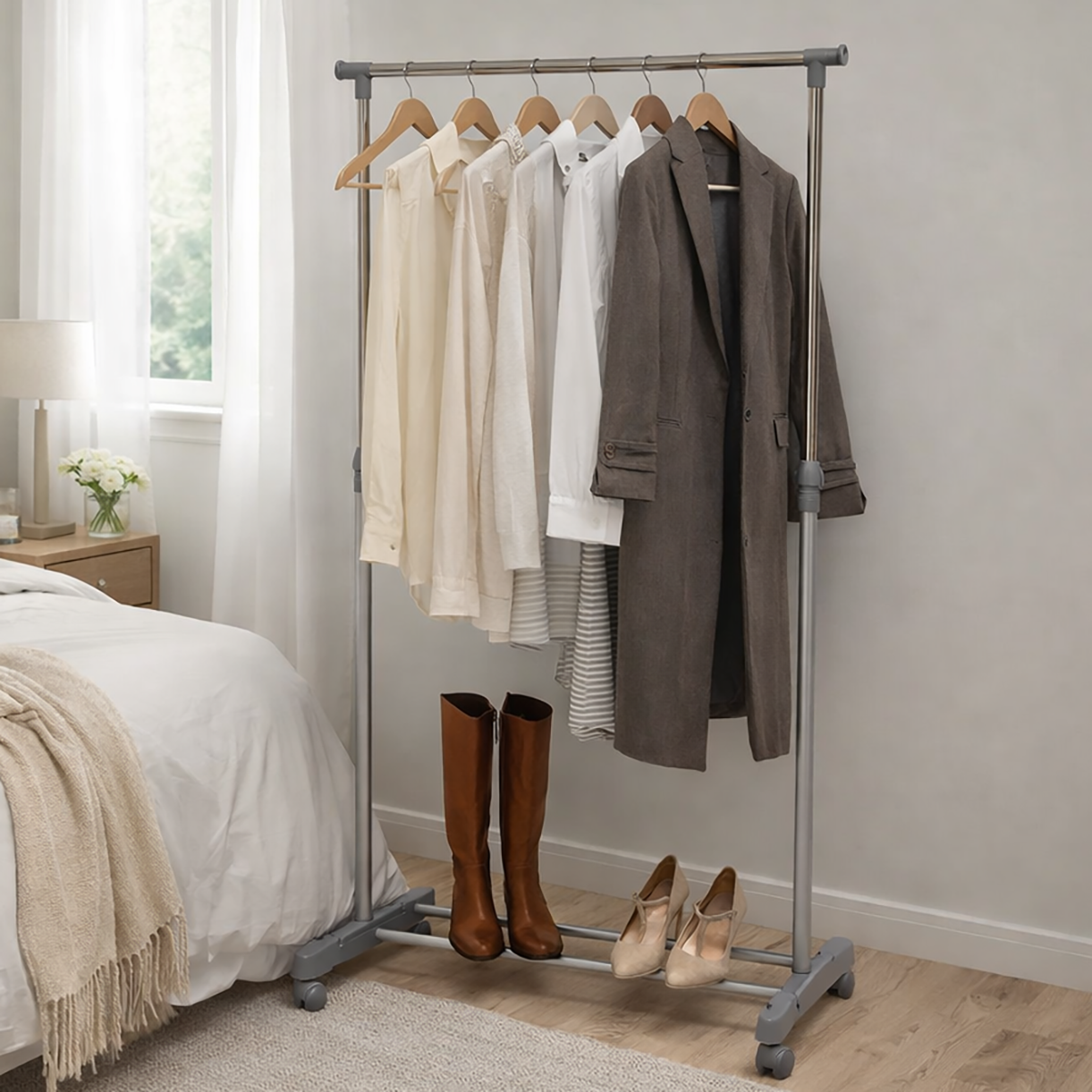 Domo Pak Living Clothes Rail Single Bar 68x75x42cm 160cm