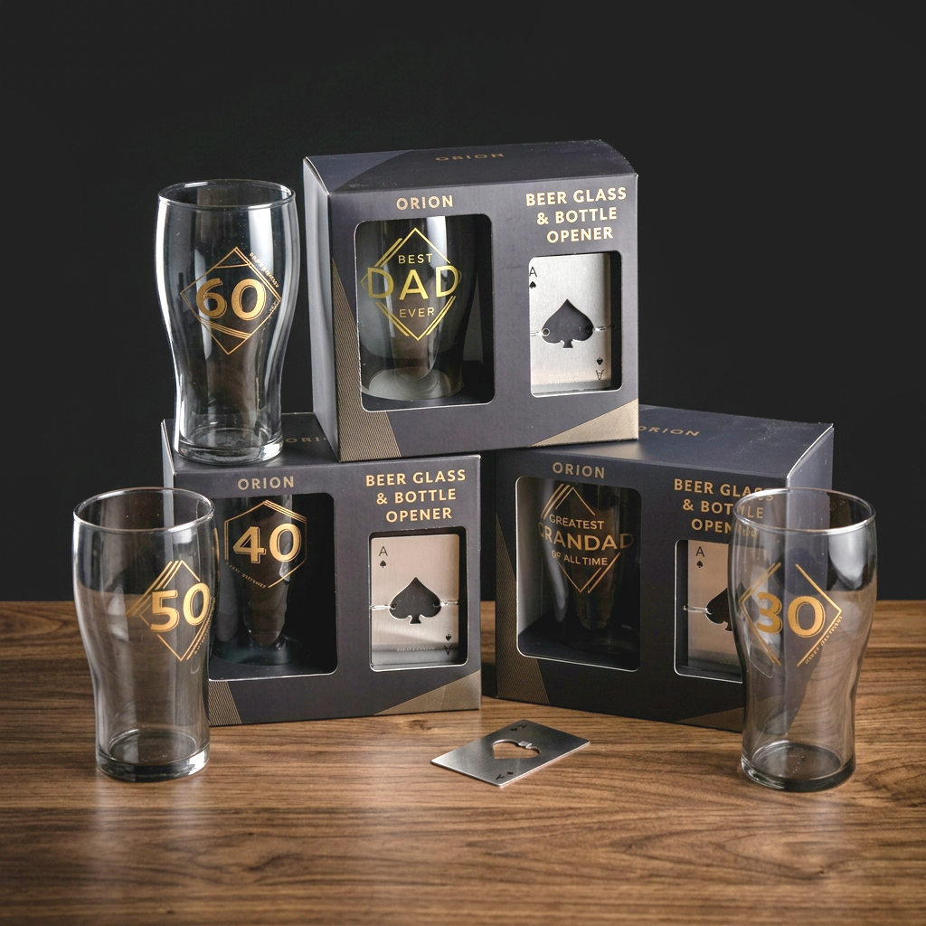 Hotchpotch Orion Beer Glass & Bottle Opener Playing Card Various Designs