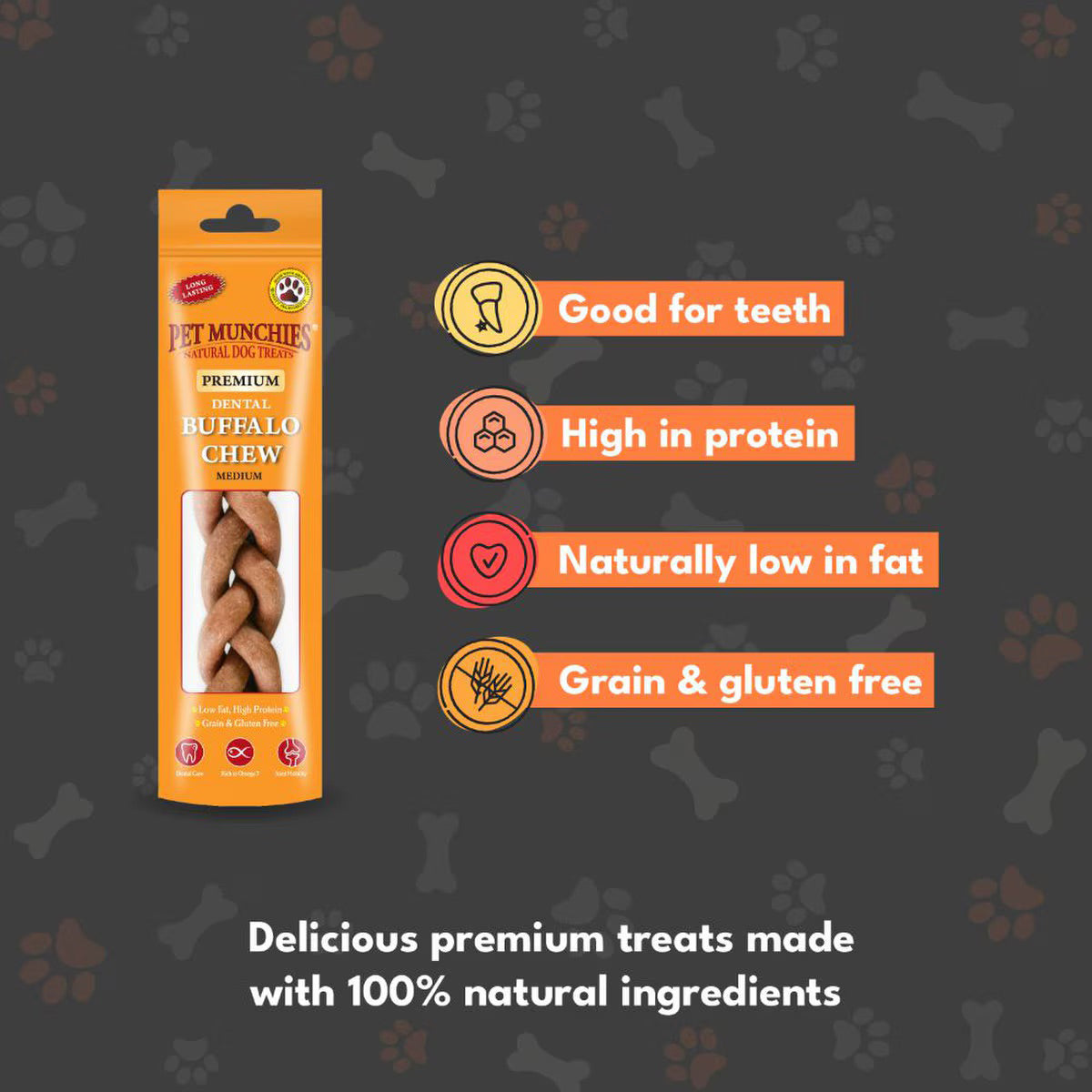 Pet Munchies Premium Dental Buffalo Chew Large 90g