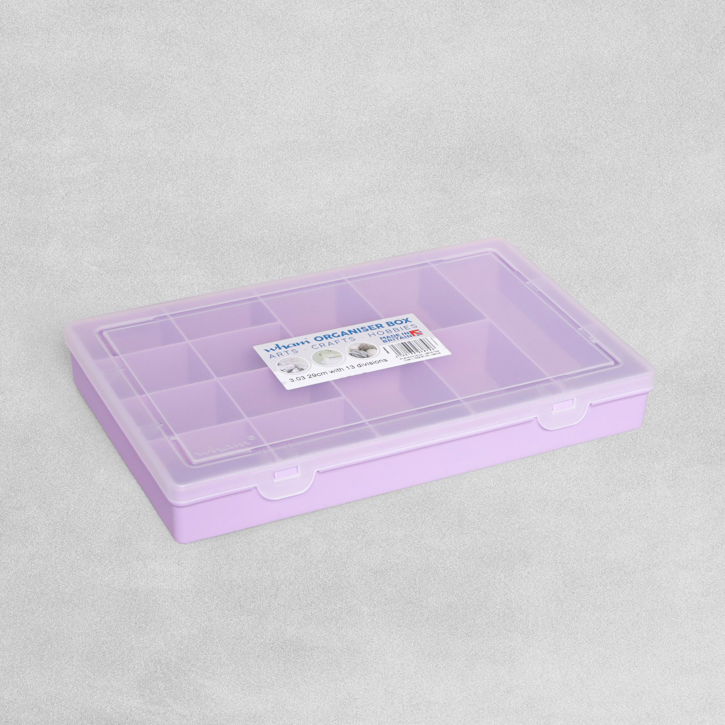 Wham Organiser Box & Lid 13 Divisions Lilac 29cm