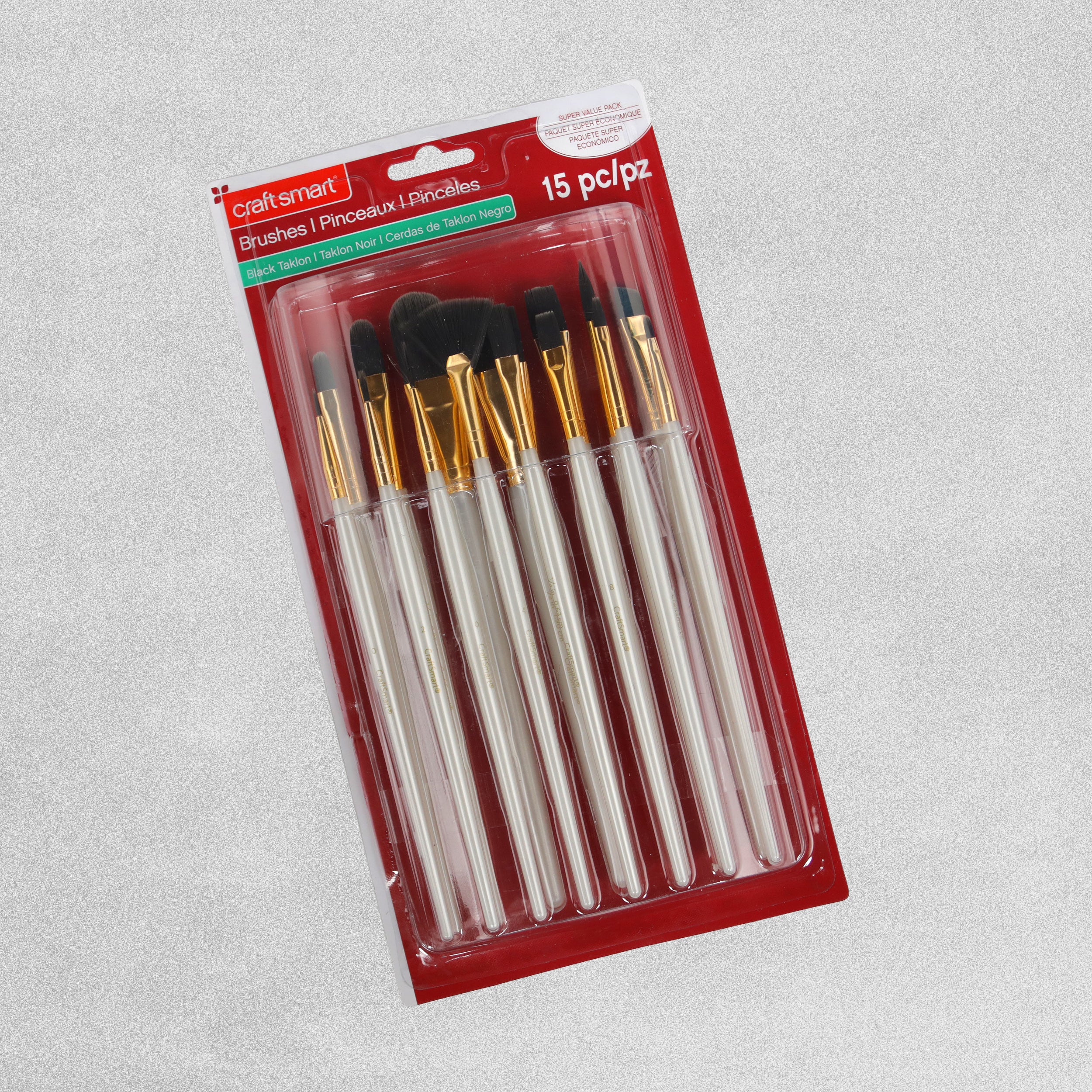 Brown / Black Taklon Brushes 15 piece Craft Smart
