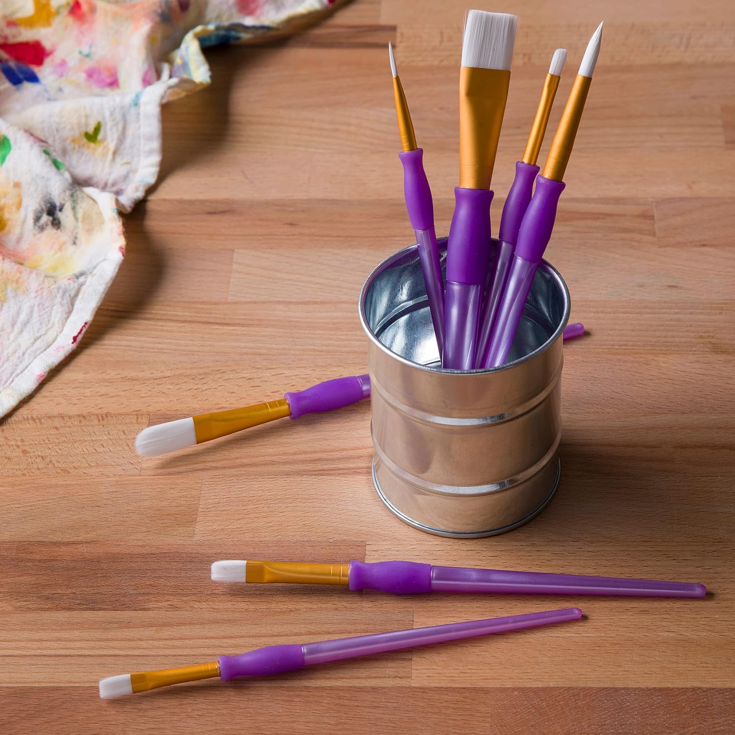 Craft Smart White Talkon Wash Brushes 4pc Round & Variety Set