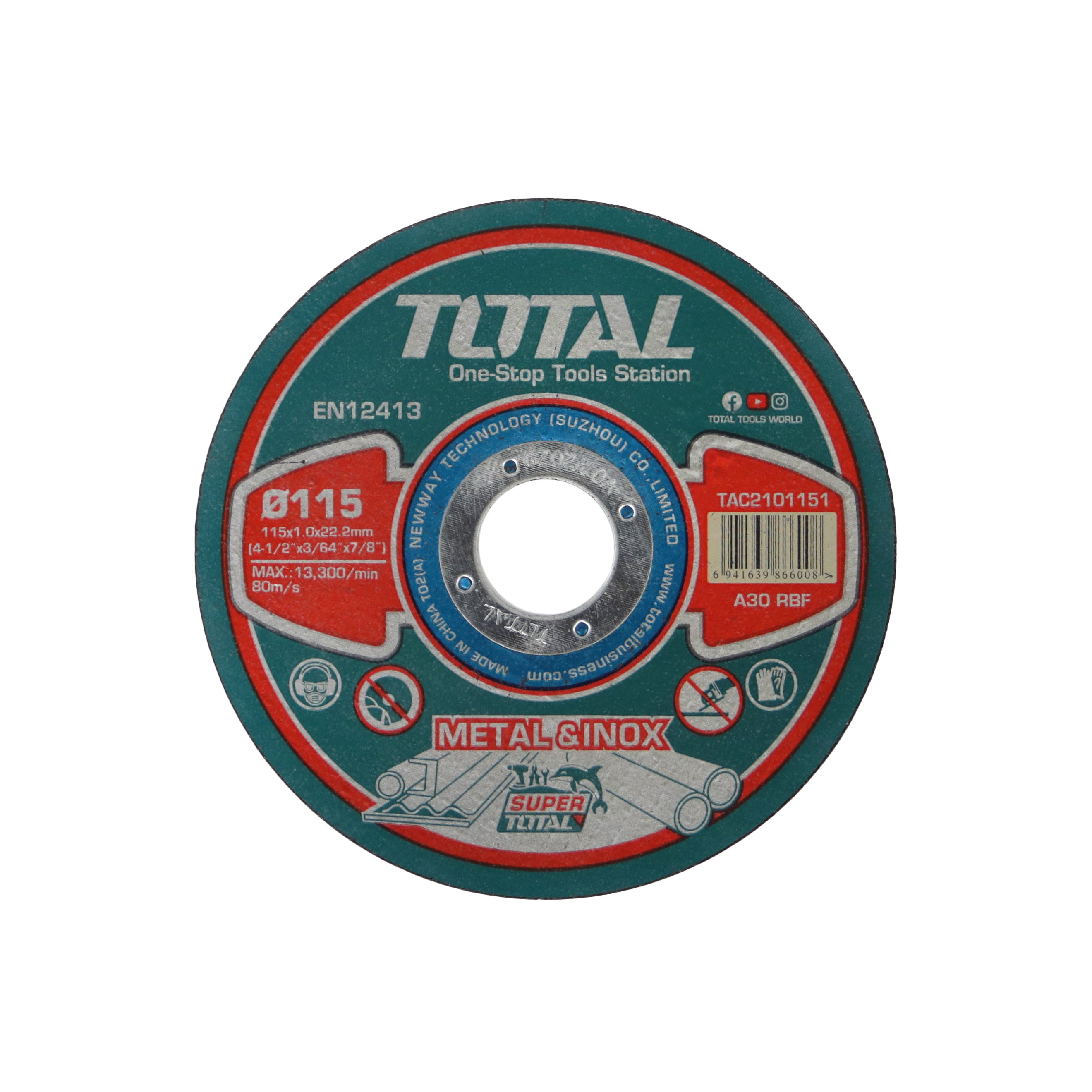 Total Abrasive Metal & Inox Grinding Disc 115mm - TAC2101151