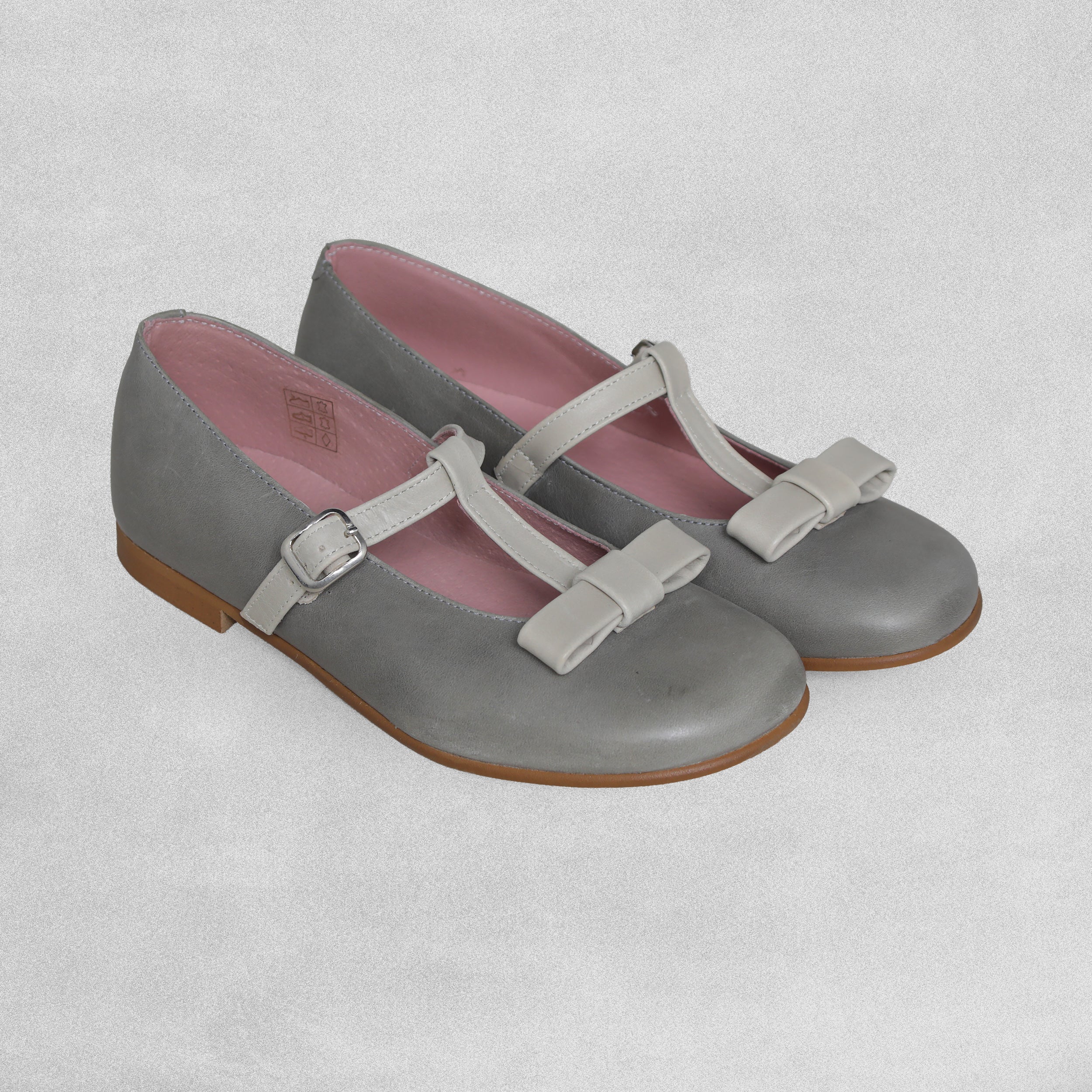 Shoeting Stars Grey / Beige shoes with muted cream Buckle Strap and Bow