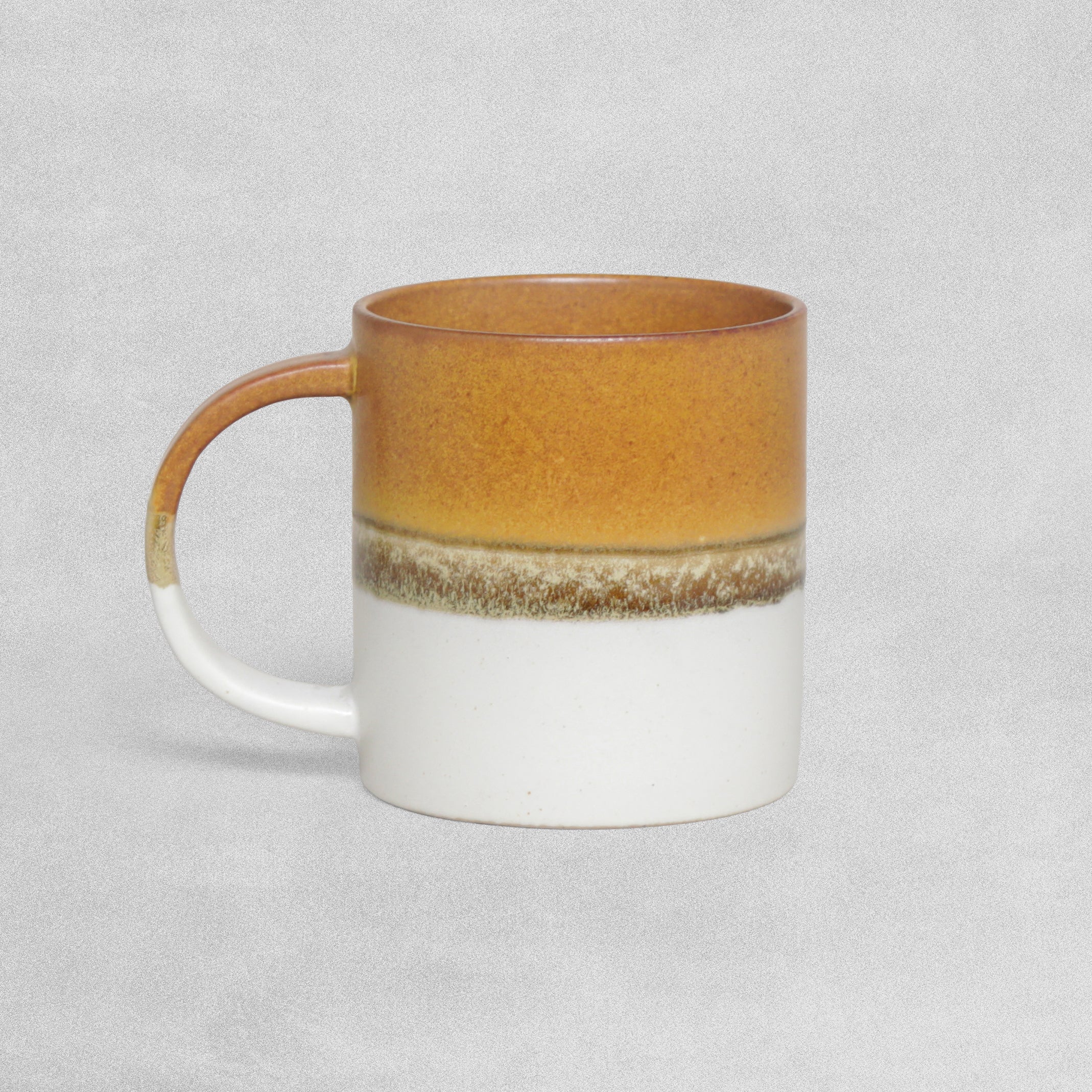M&S Stoneware Reactive Mug Dark Yellow Brown Glaze