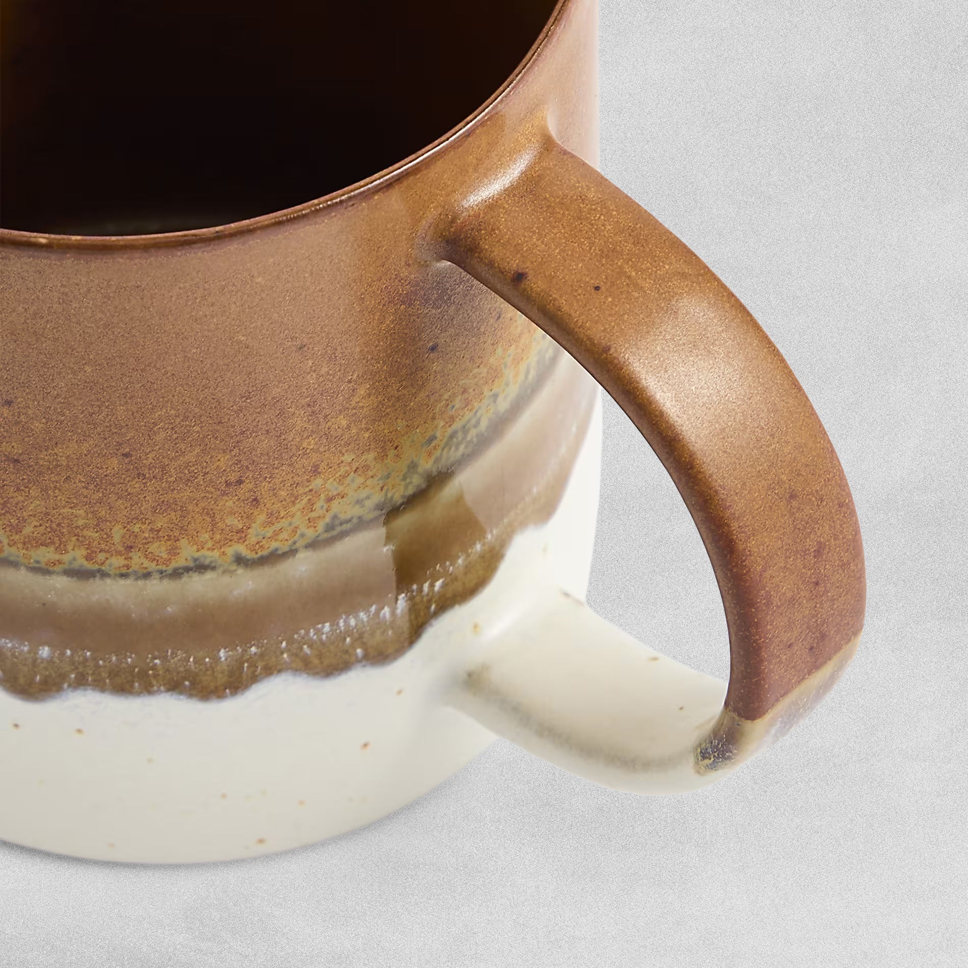 M&S Stoneware Reactive Mug Dark Yellow Brown Glaze