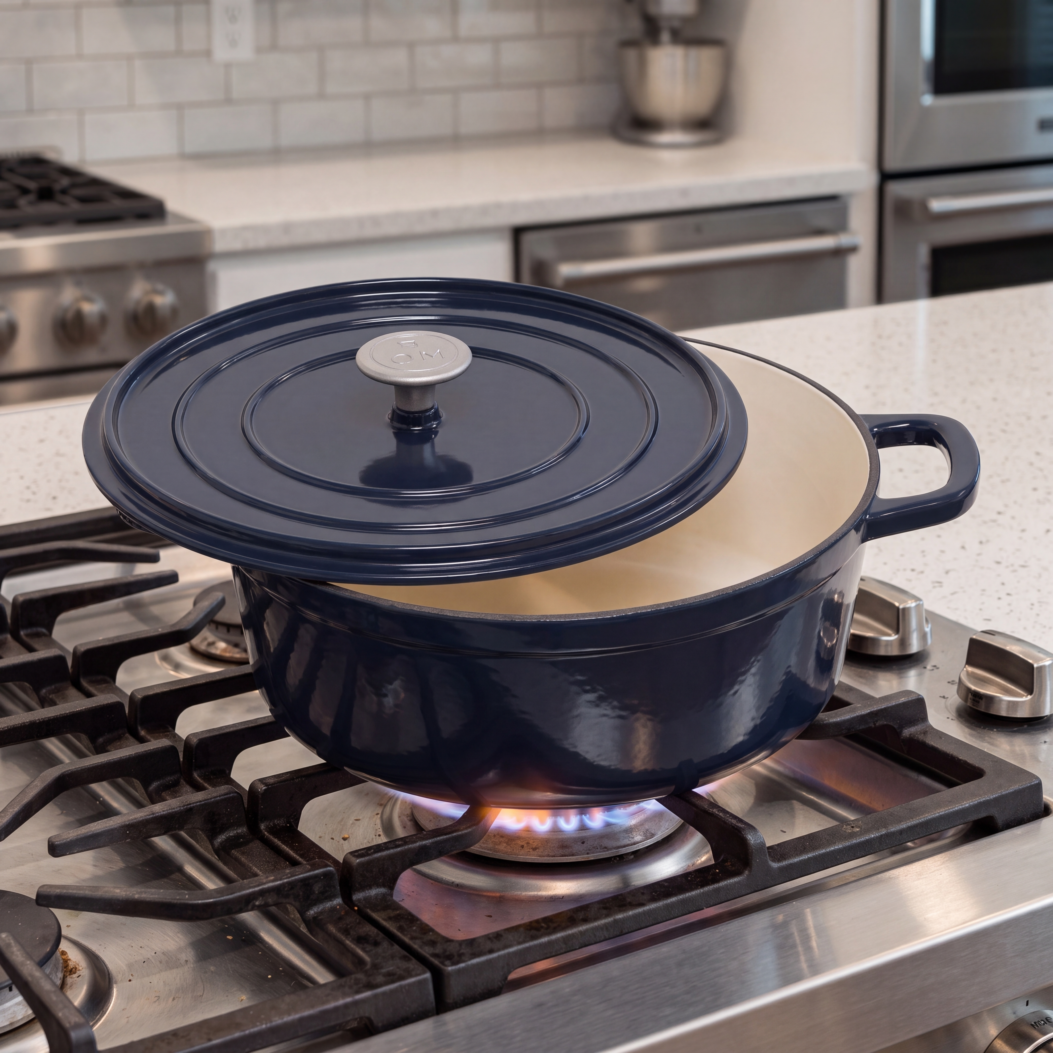 M&S Tom Kerridge Cast Iron Casserole Dish 27cm 4.8 Litres Navy Blue