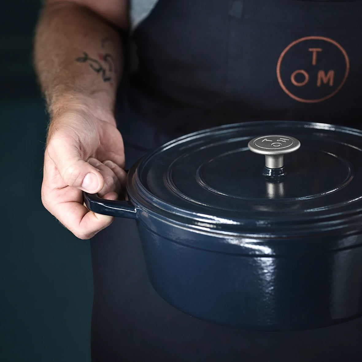 M&S Tom Kerridge Cast Iron Casserole Dish 27cm 4.8 Litres Navy Blue
