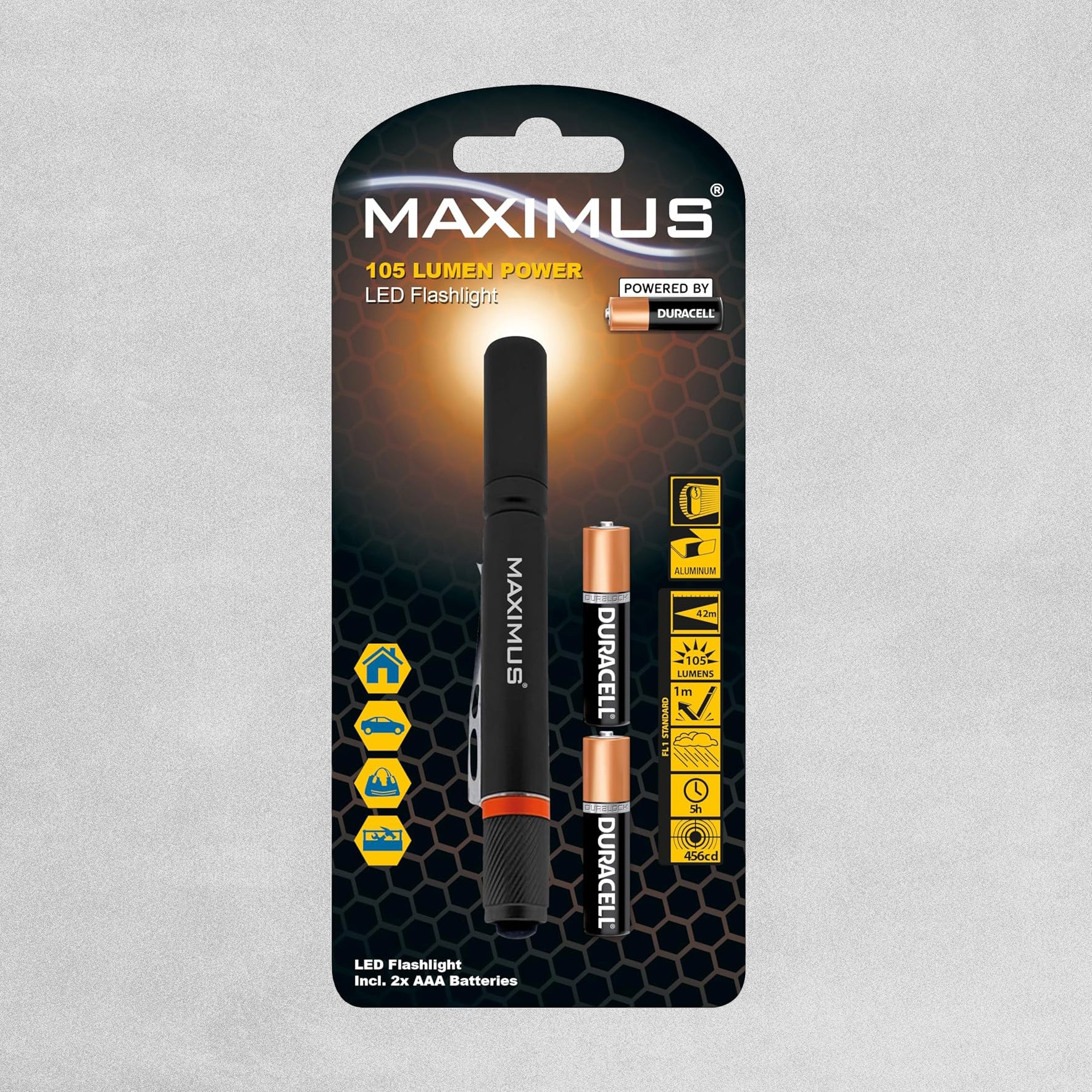 Maximus LED Flashlight 105 Lumen, Batteries included.