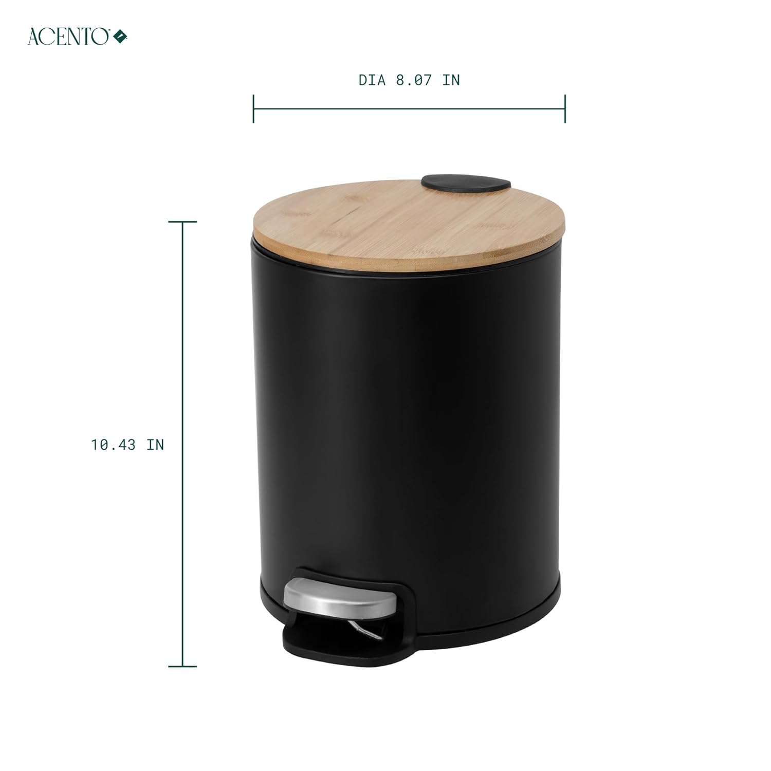 MooreField Soft Close Step Bin - round with wooden top