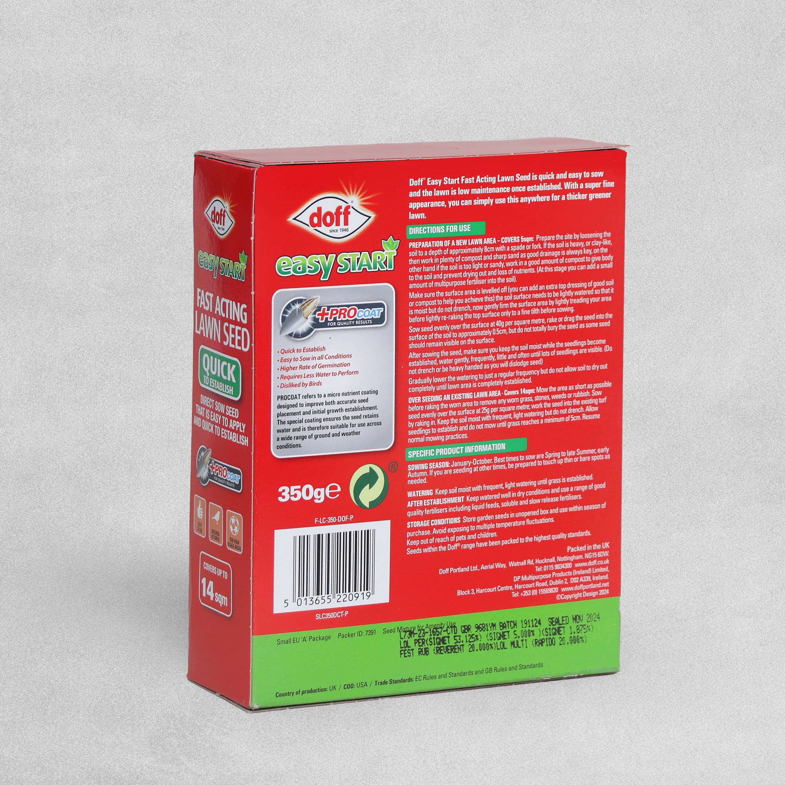 Doff Easy Start Fast Acting Lawn Seed 14sqm 350G