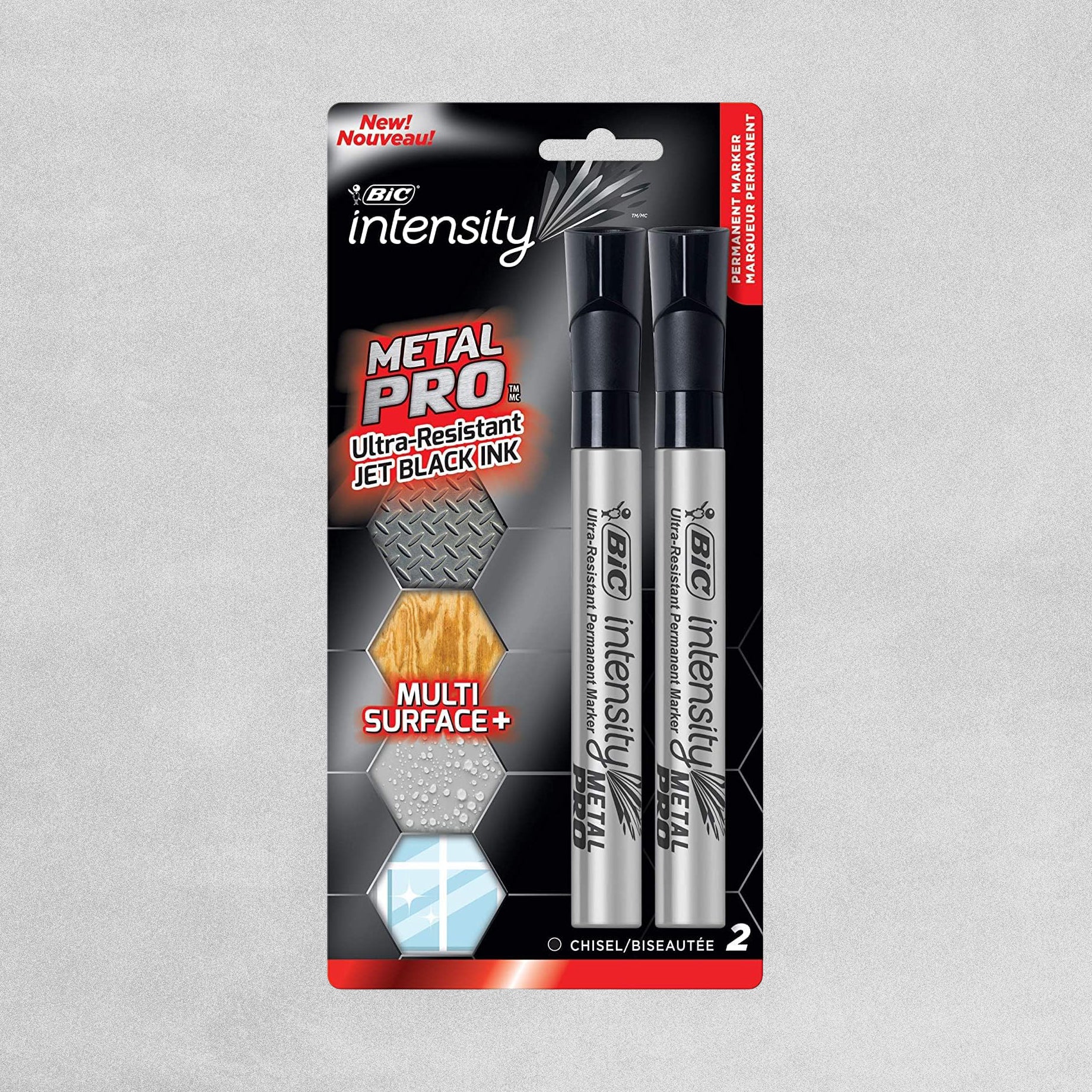 Bic Intensity Metal Pro Black Permanent Marker Pens 2pk